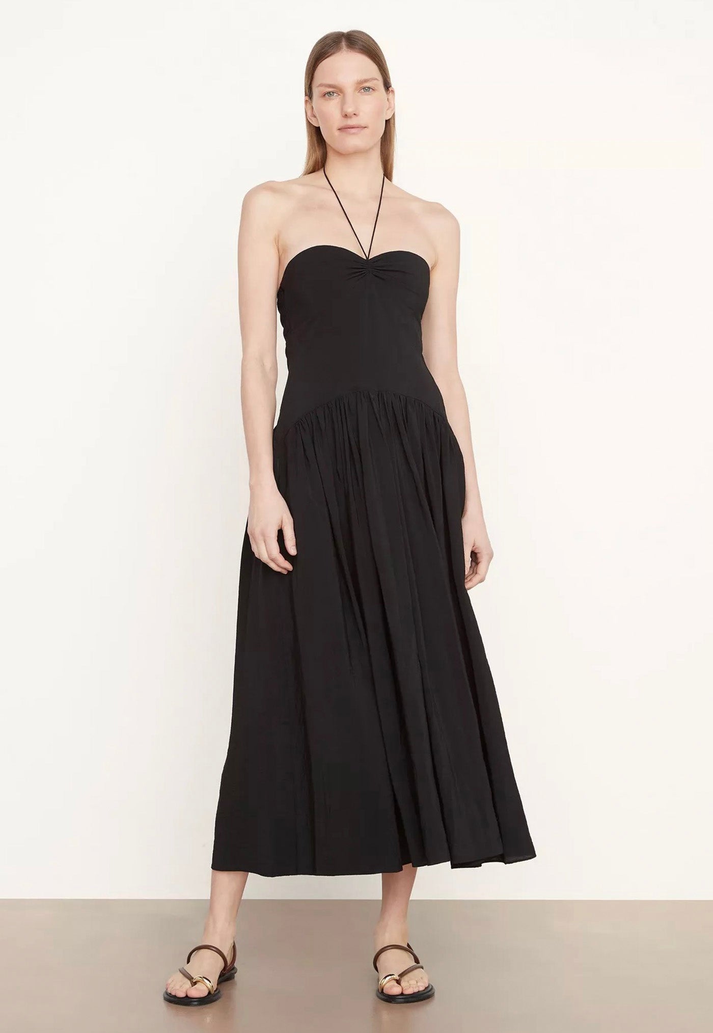 Ruched Halter Neck Dress - Black sold by Angel Divine