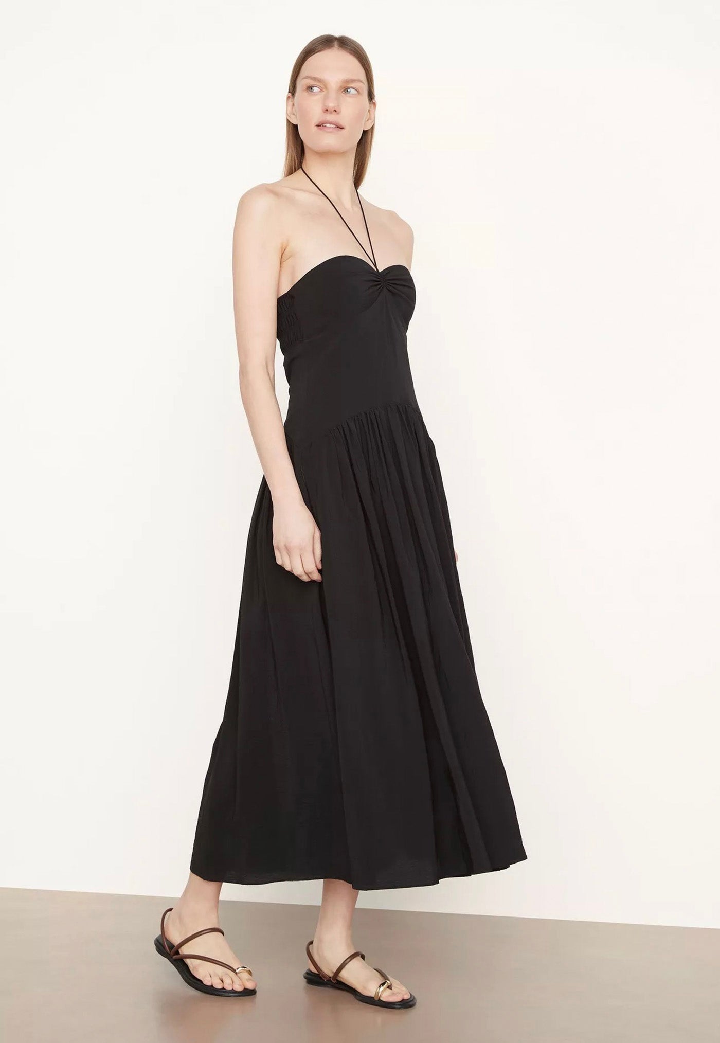 Ruched Halter Neck Dress - Black sold by Angel Divine