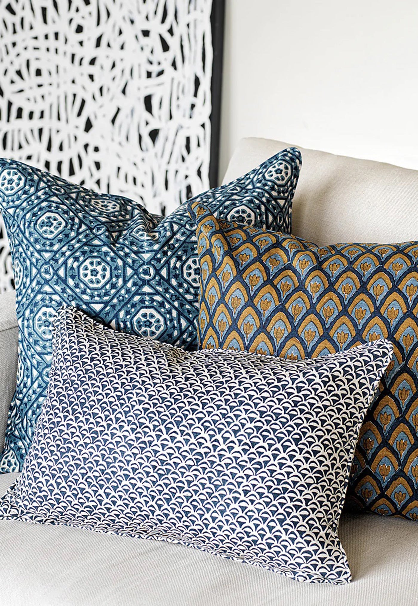 Moro Indian Teal Linen Cushion 35x55 sold by Angel Divine