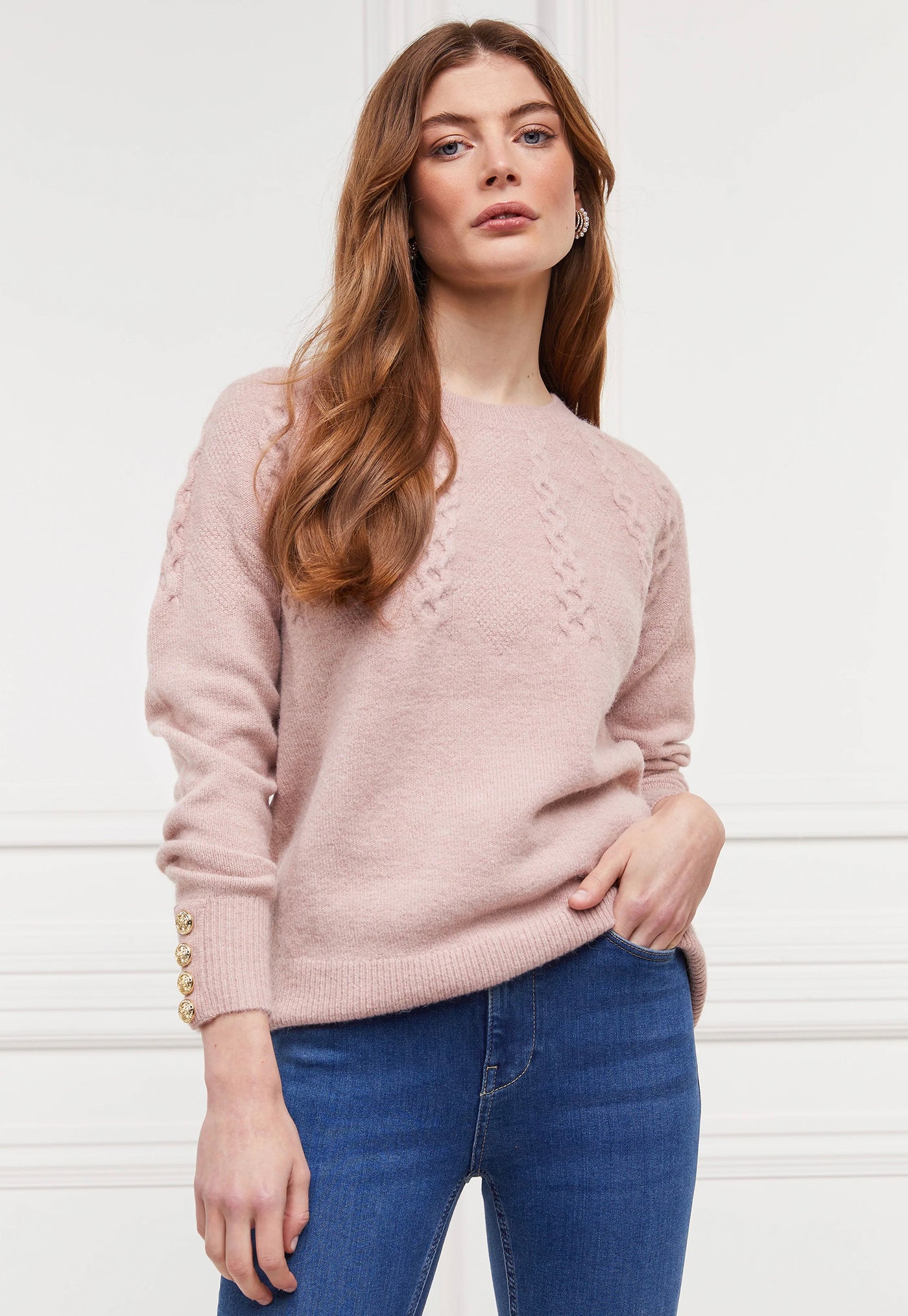 Astoria Half Cable Knit - Blush Pink sold by Angel Divine