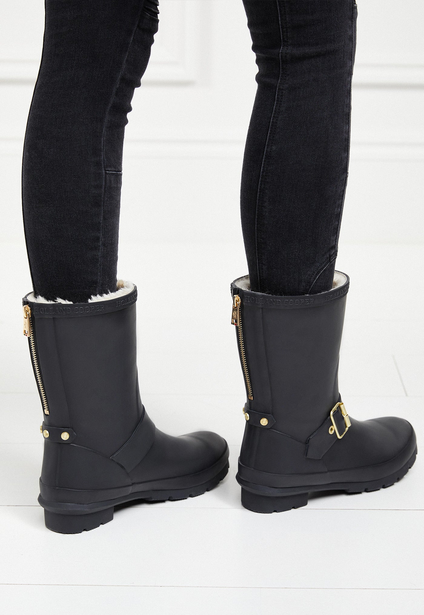 Sherpa Lined Chelsea Wellington - Matte Black sold by Angel Divine