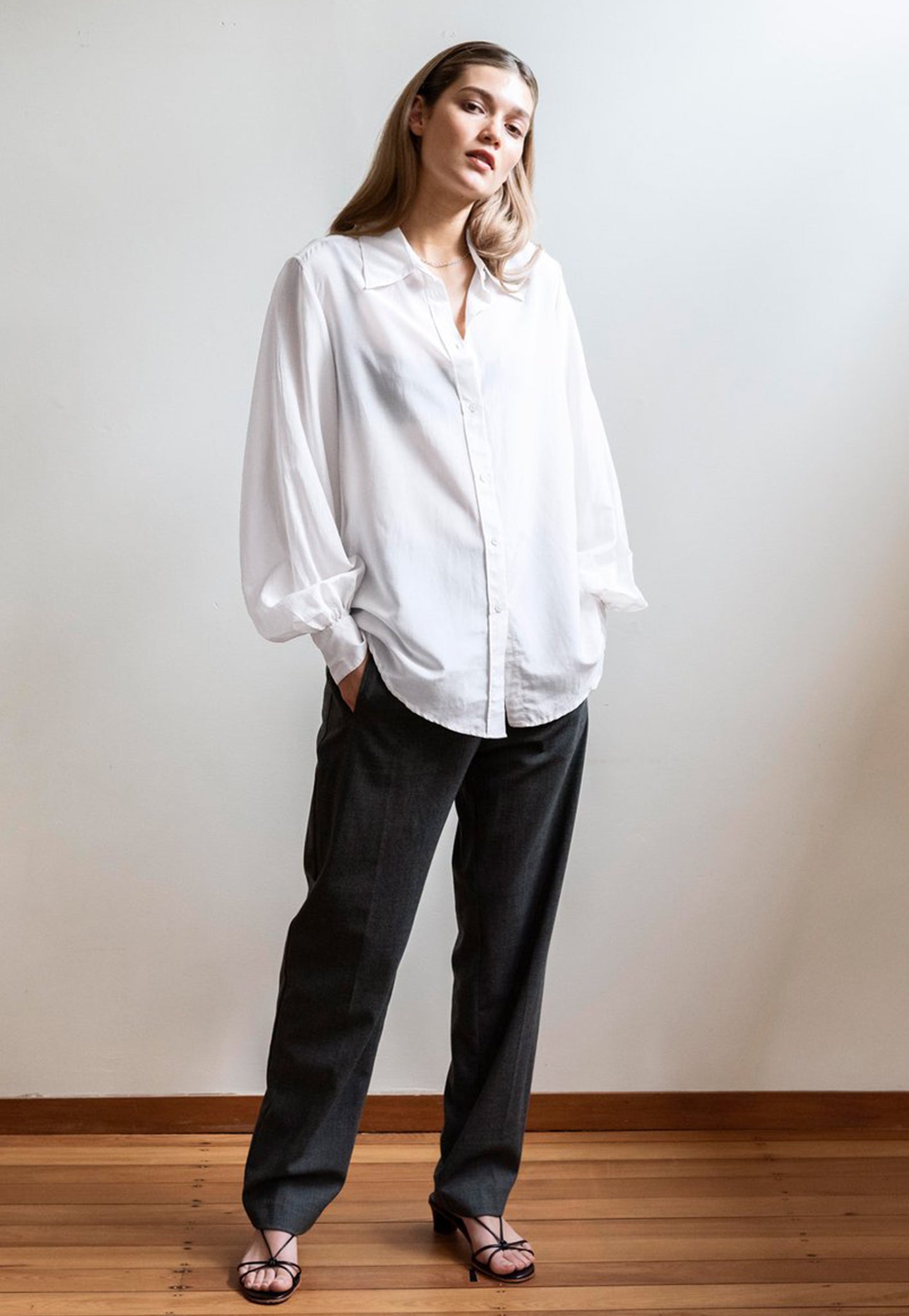 Billow Sleeve Shirt - White sold by Angel Divine