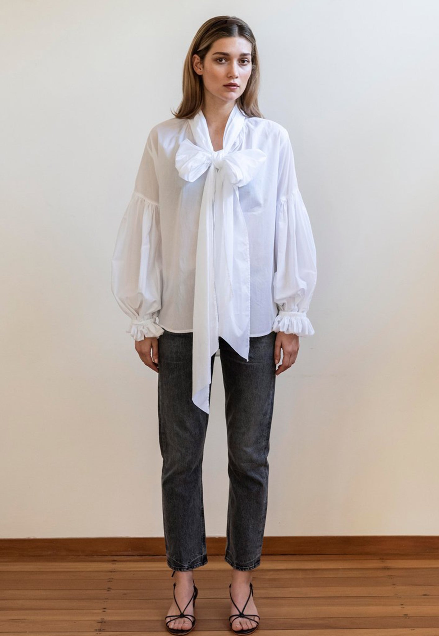 Bow Blouse - White Cotton Voile sold by Angel Divine