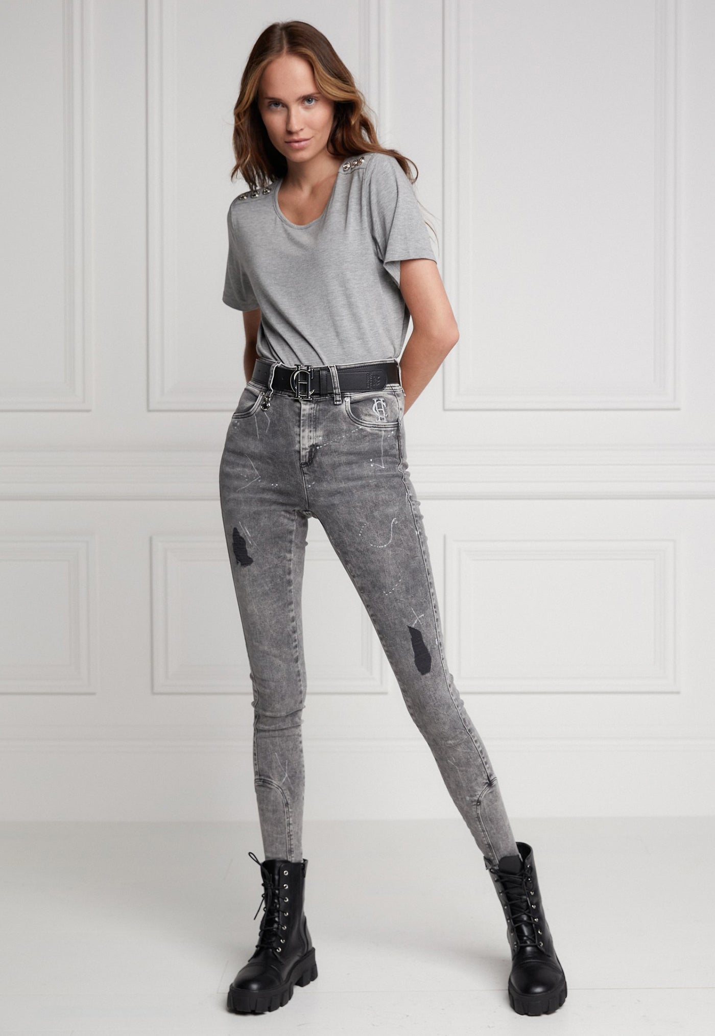 Jodhpur Jean - Distressed Ash Grey sold by Angel Divine