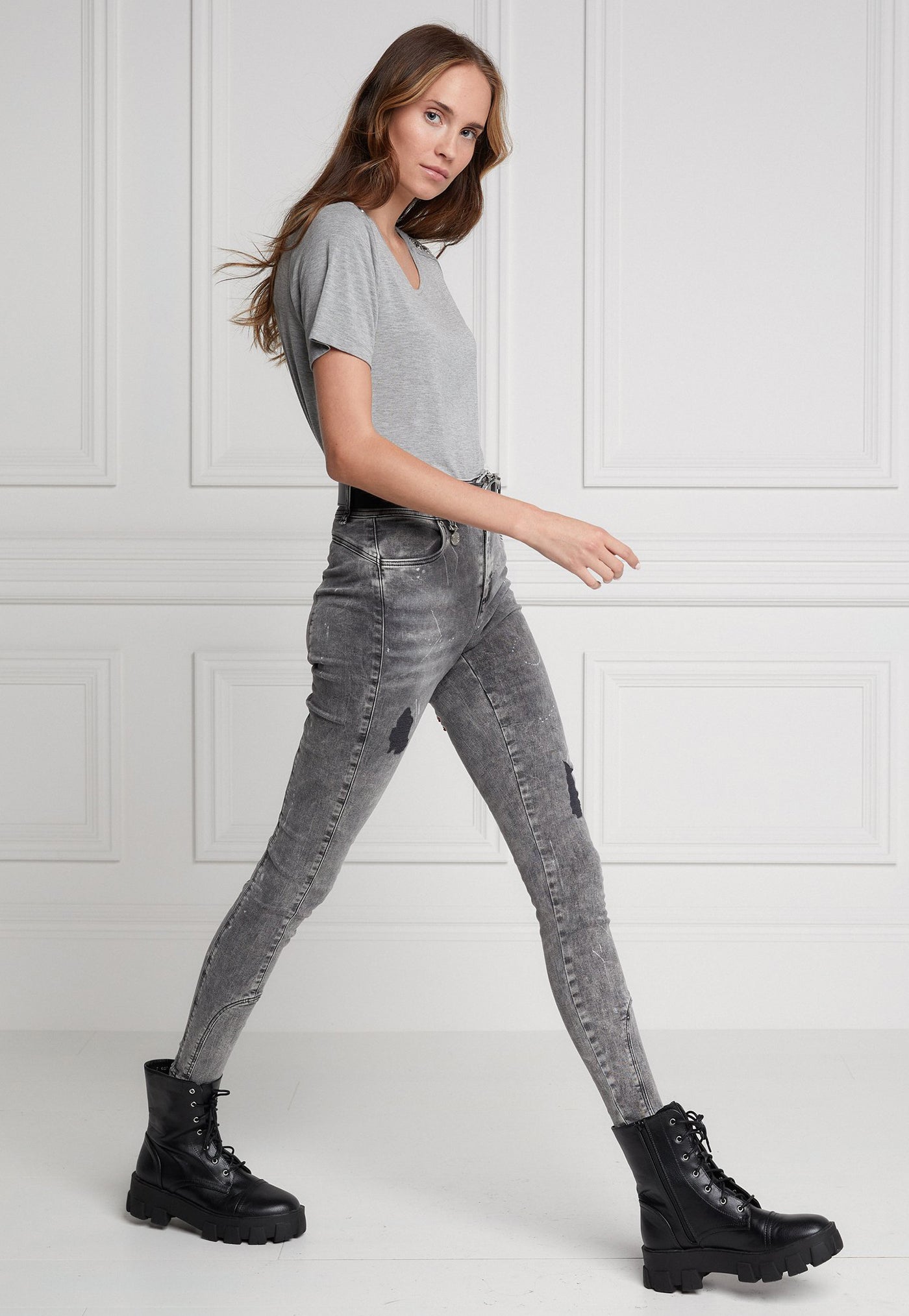 Jodhpur Jean - Distressed Ash Grey sold by Angel Divine