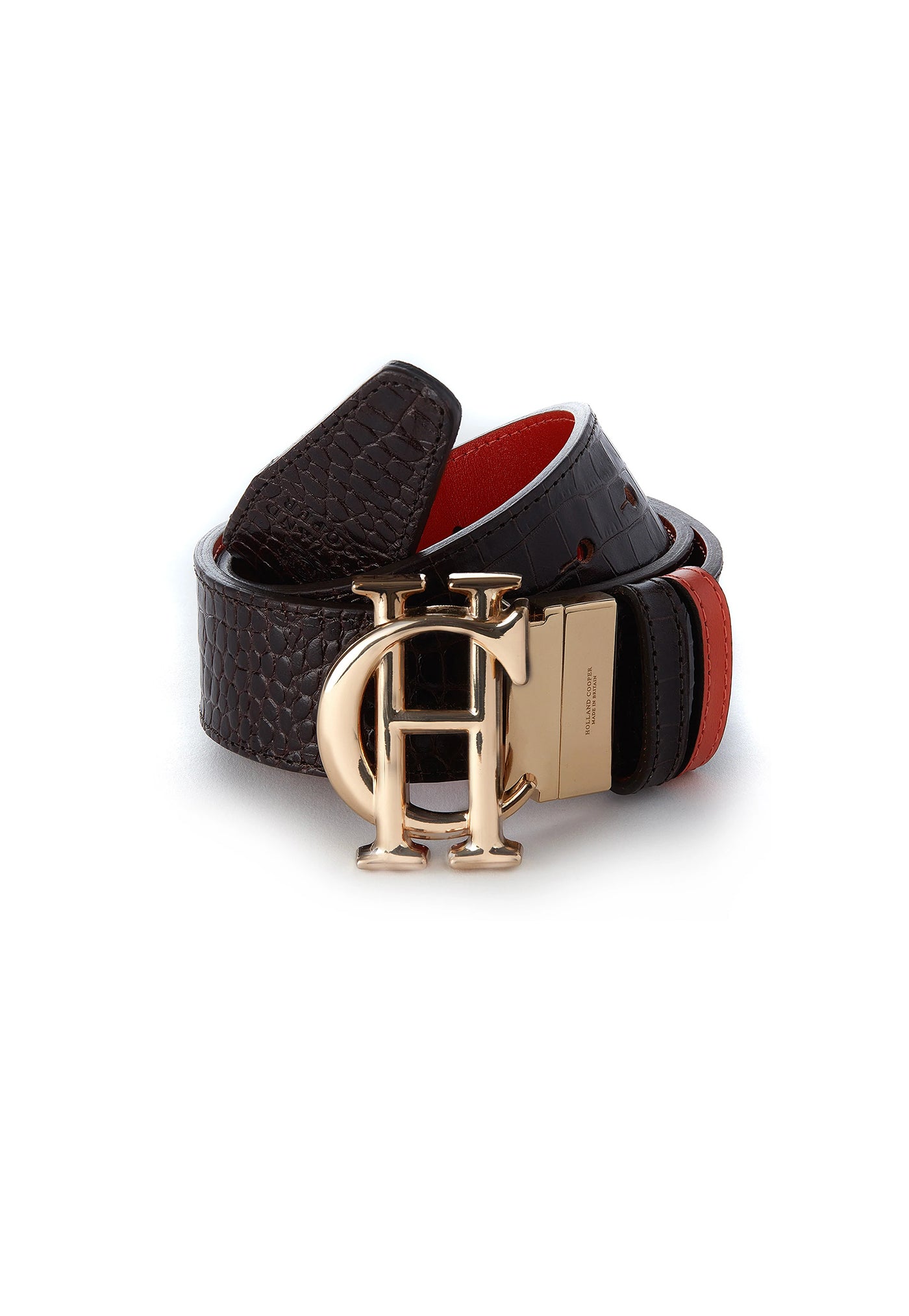 HC Classic Reversible Belt - Burnt Orange/Chocolate Croc sold by Angel Divine