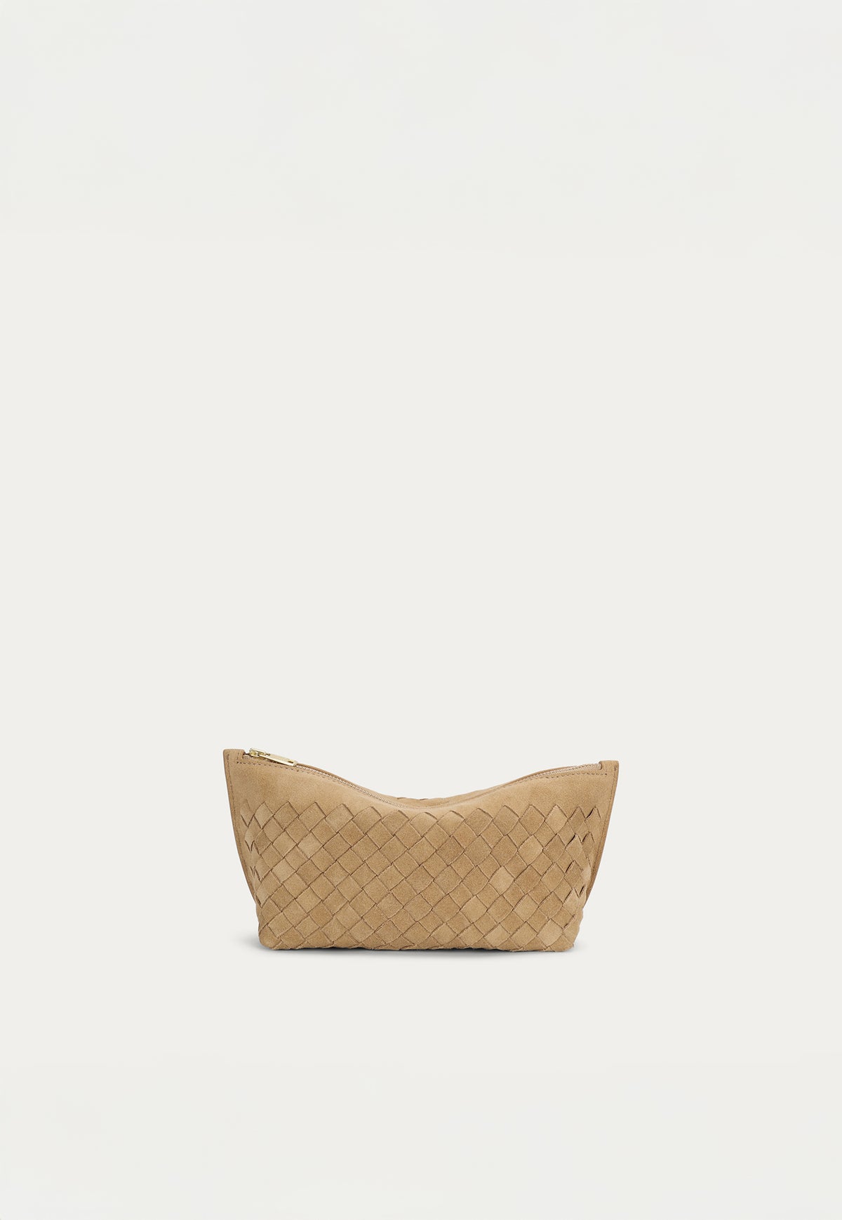 Deadly Ponies Medium Poucher in Oat Woven Suede, crafted from premium woven calf suede.