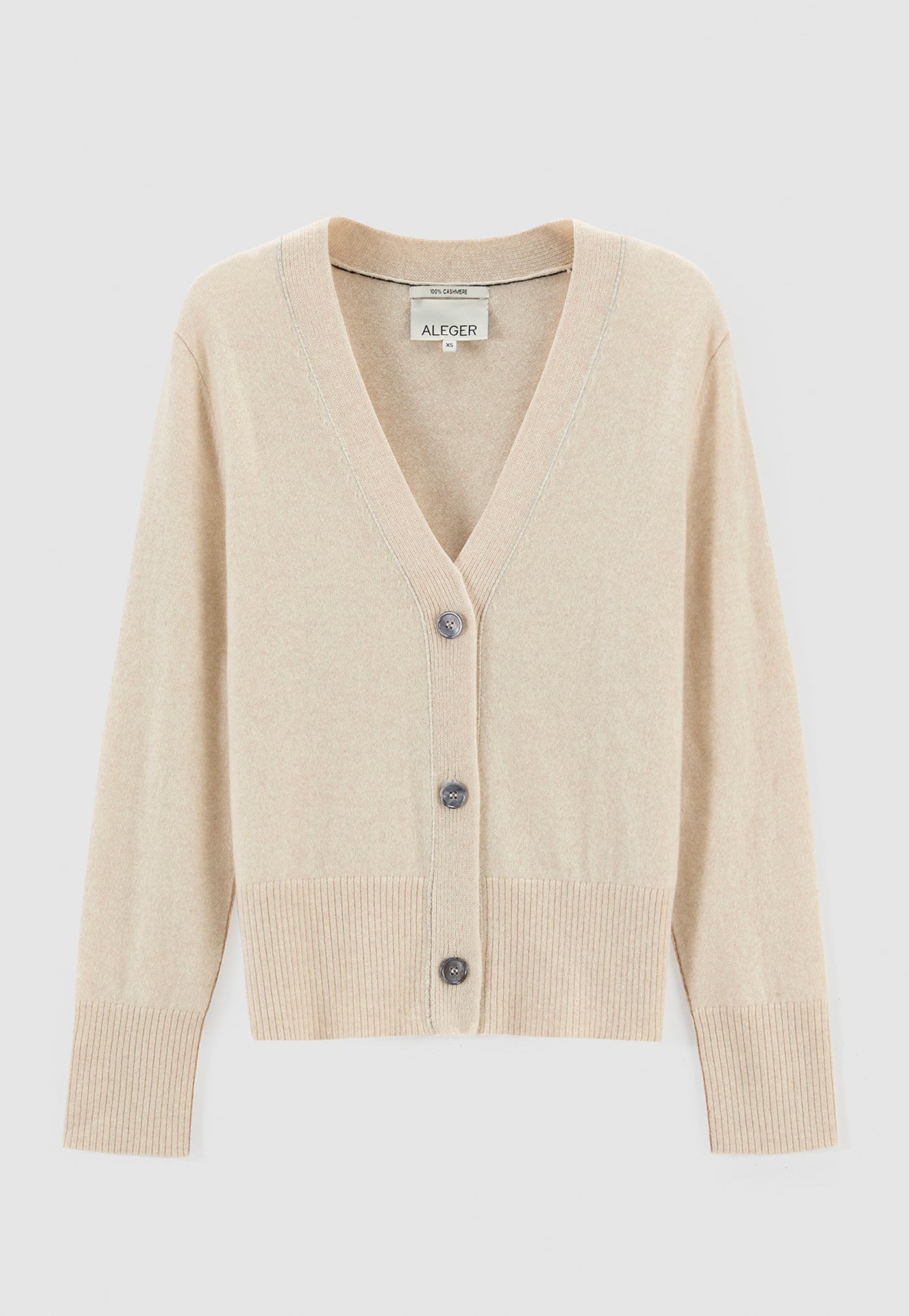 145 Cashmere Seam Detail Cardi - Pearl Shell