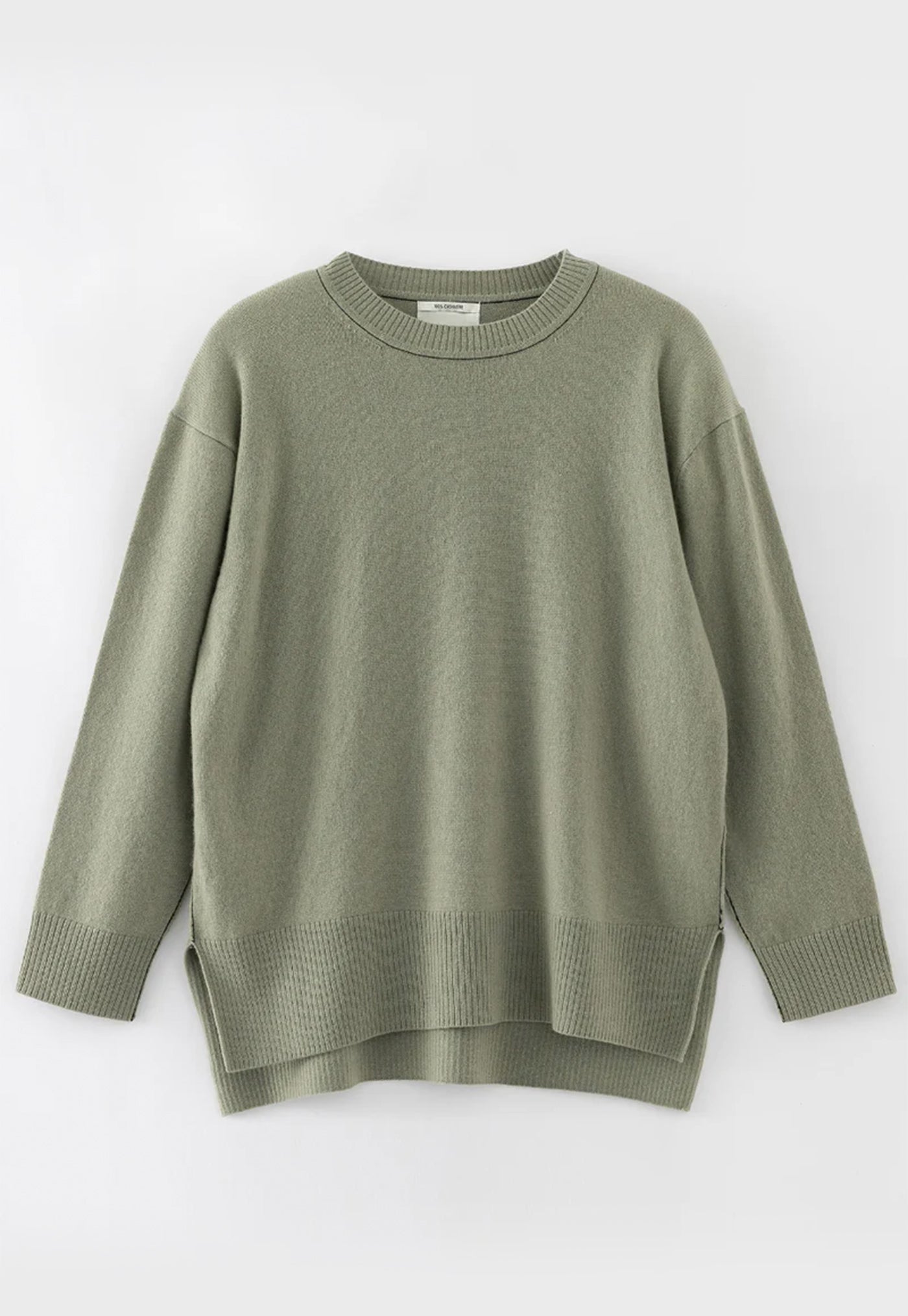 N.284 Cashmere High Low Crew - Dark Moss