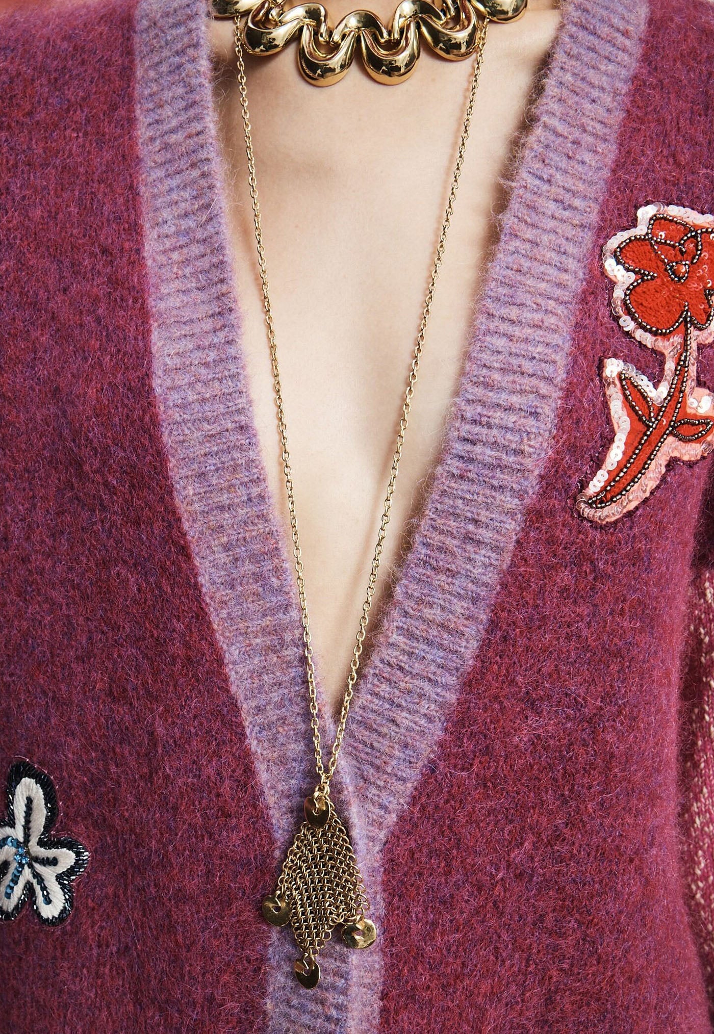 Atomic Chain Disc Pendant Necklace