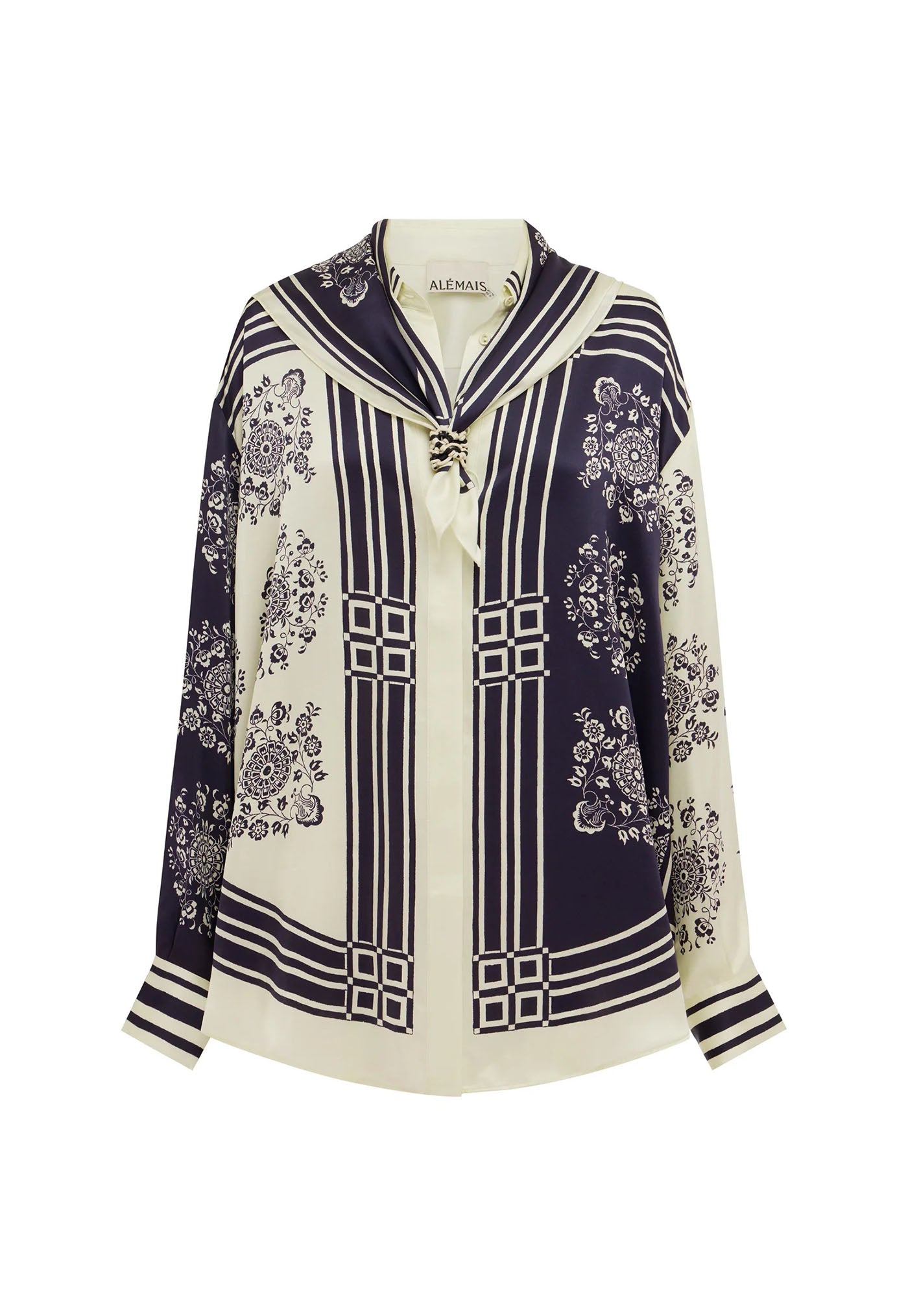 Banderra Scarf Silk Shirt - Ink