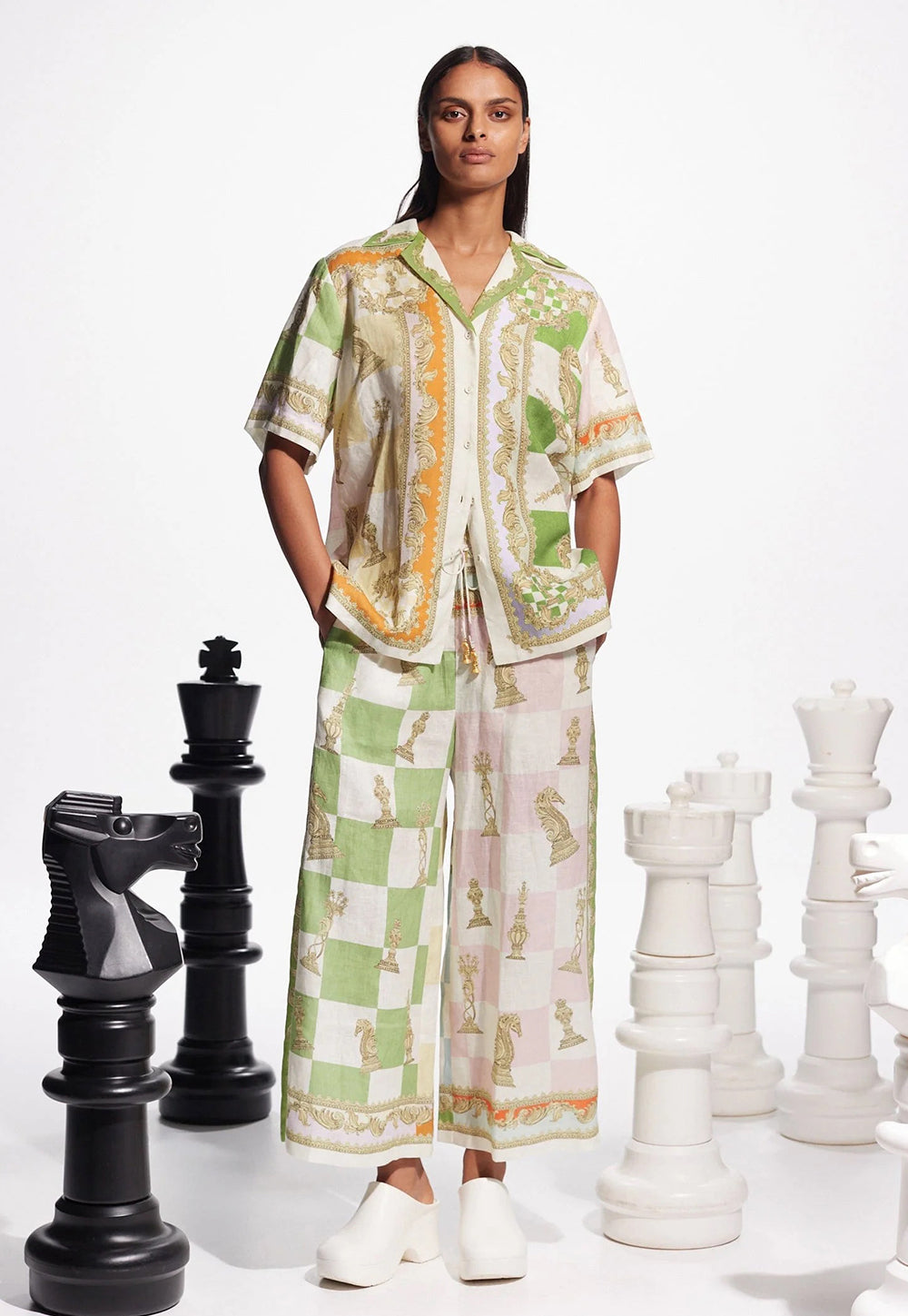 Checkmate Linen Pant - Multi sold by Angel Divine