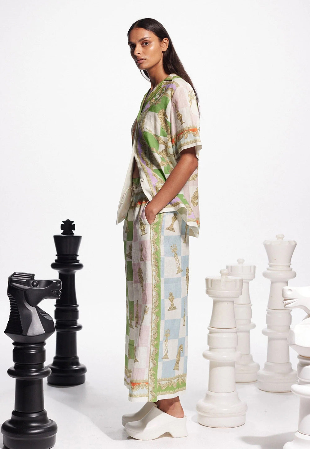 Checkmate Linen Pant - Multi sold by Angel Divine