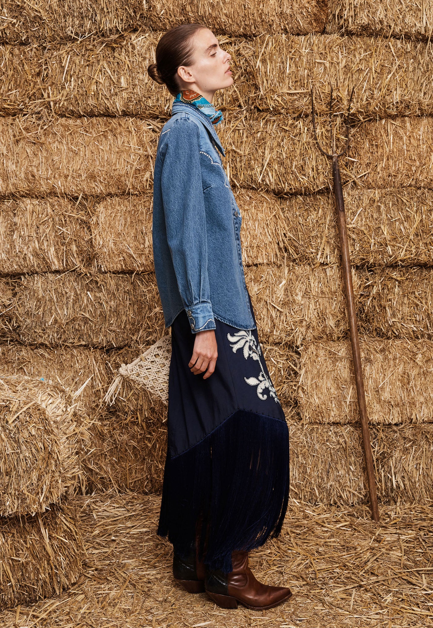 Jesse Denim Applique Shirt - Blue