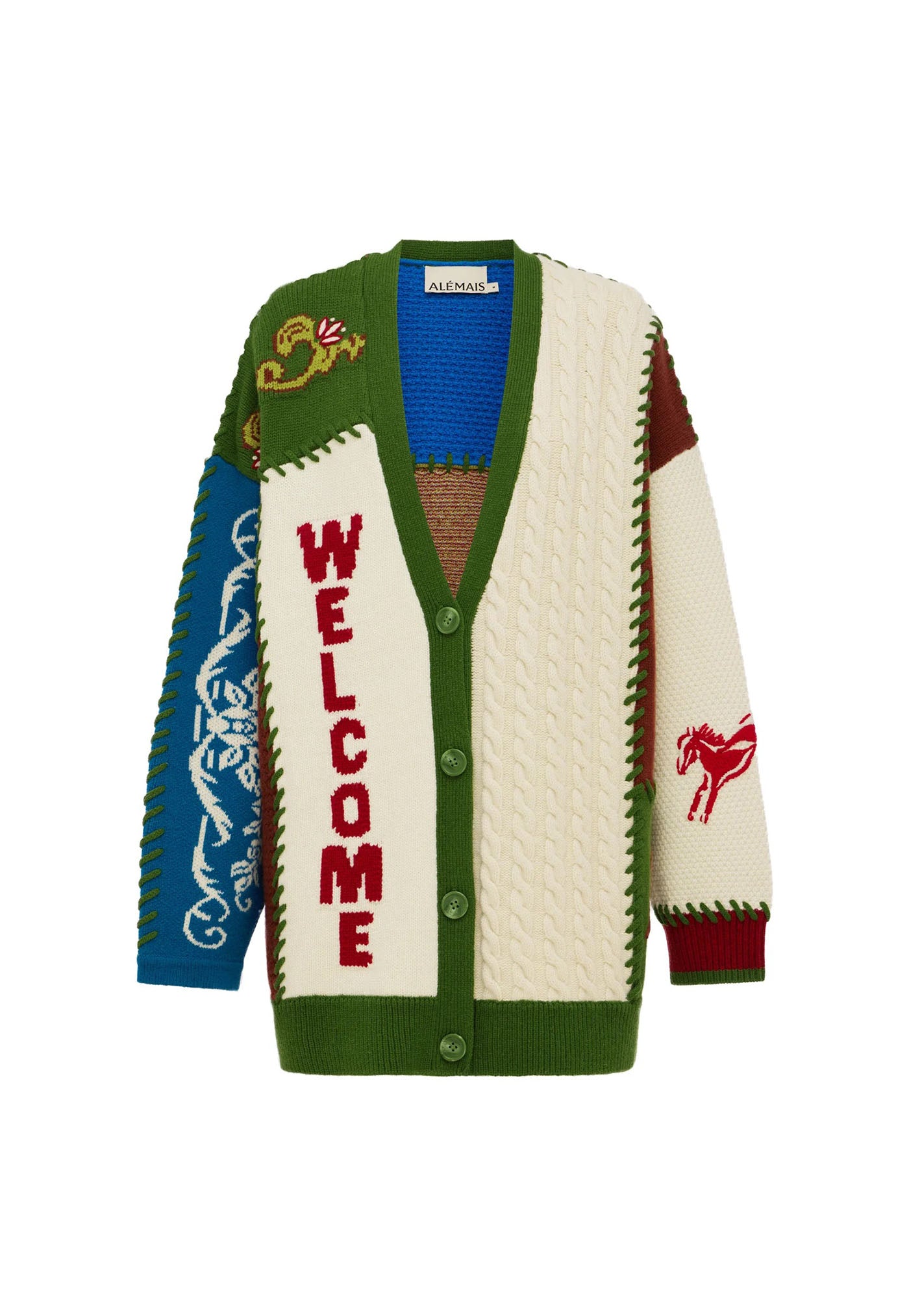 Lasso Patchwork Knit Cardigan - Multi
