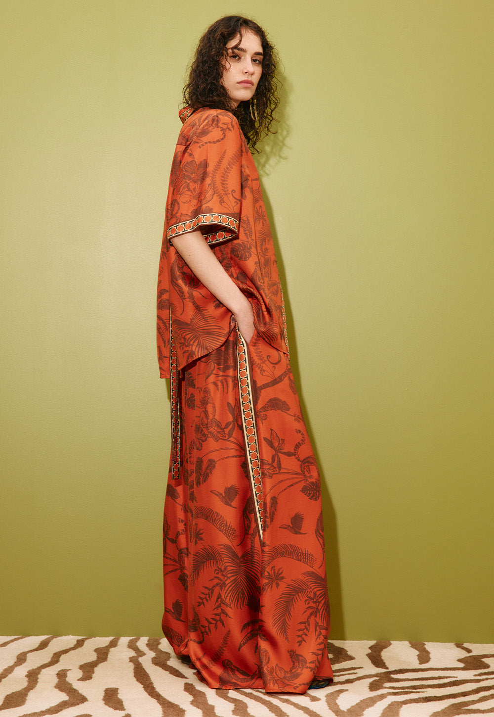 Monkey Dance Silk Shirt - Rust