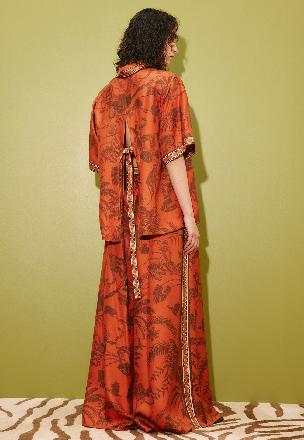 Monkey Dance Silk Shirt - Rust