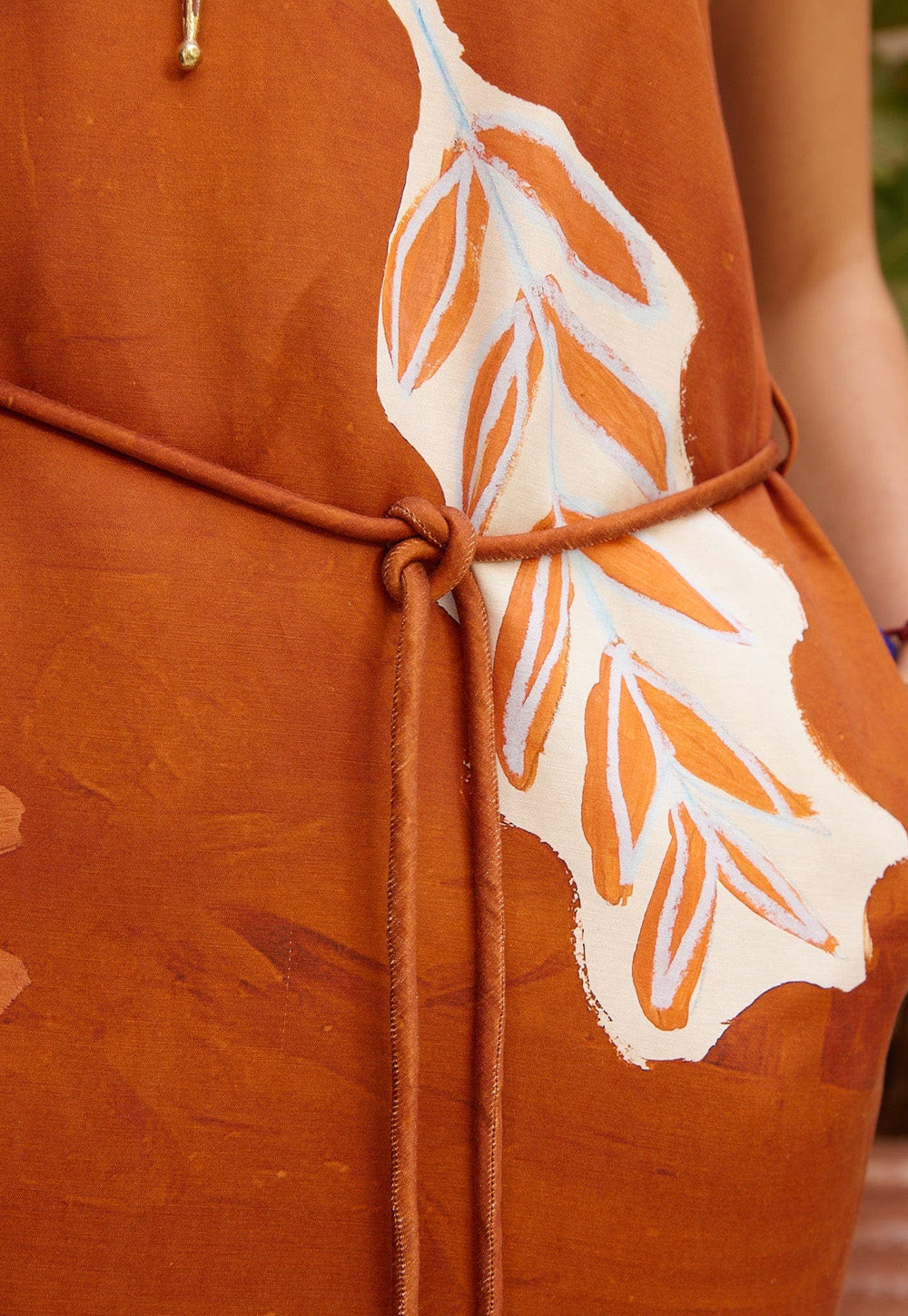 Soleil D'Amour Silk Midi Dress - Rust