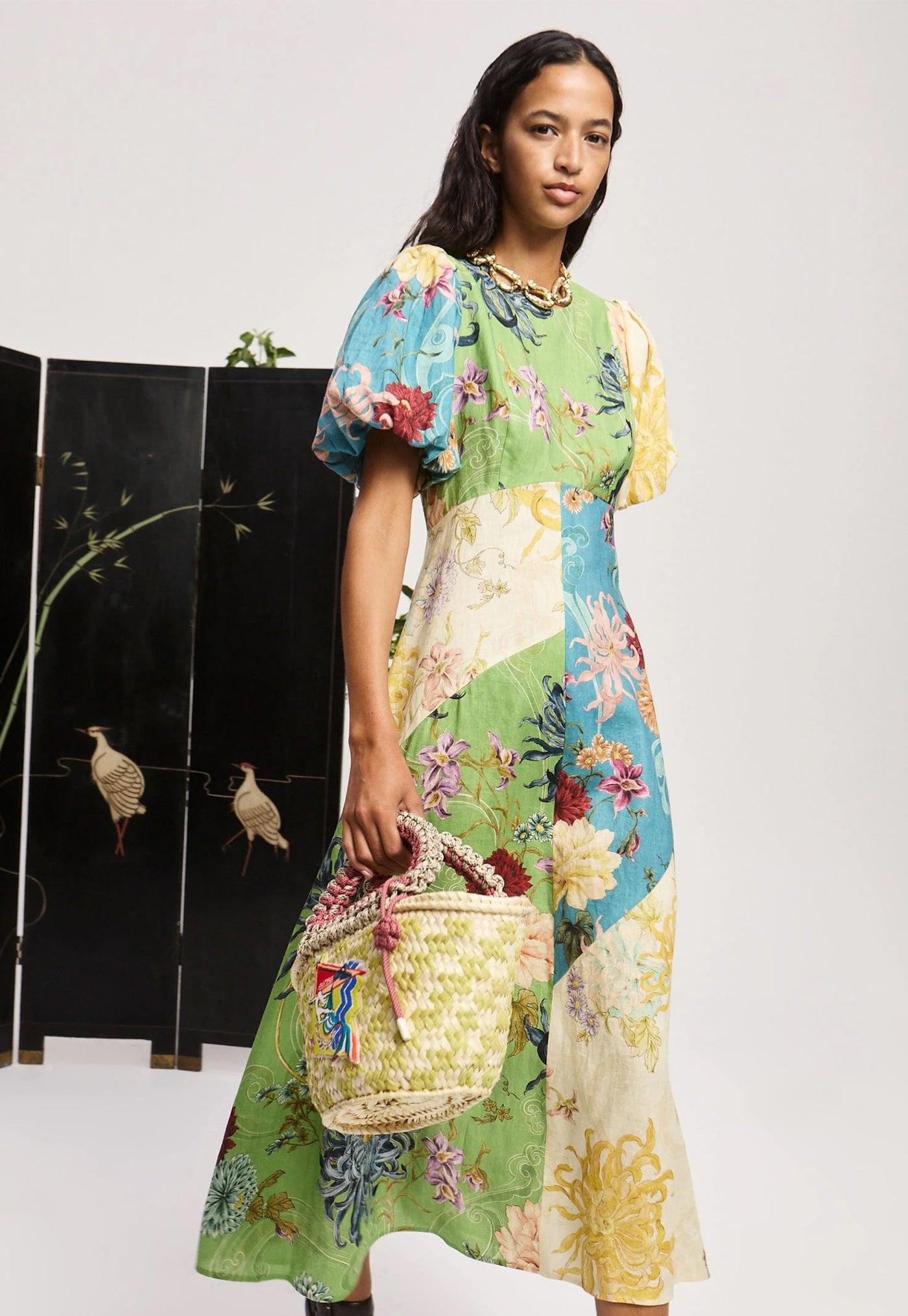 Avery Spliced Midi Dress - Multi