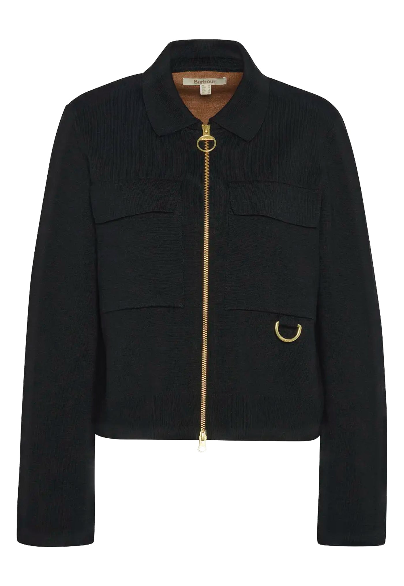 Alma Knitted Zip Through Cardigan - Black/Sand