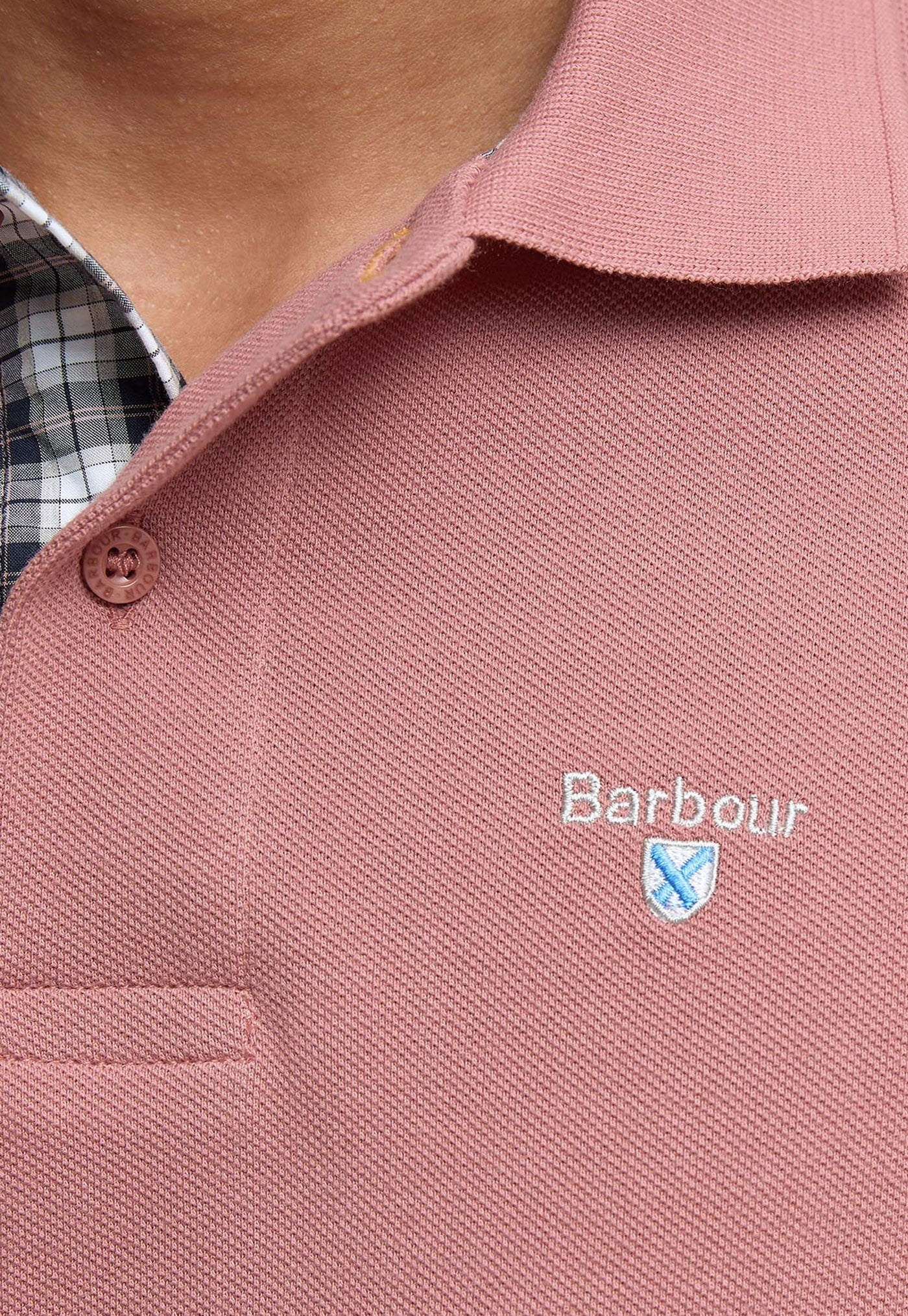 Tartan Pique Polo Shirt - Earth Pink
