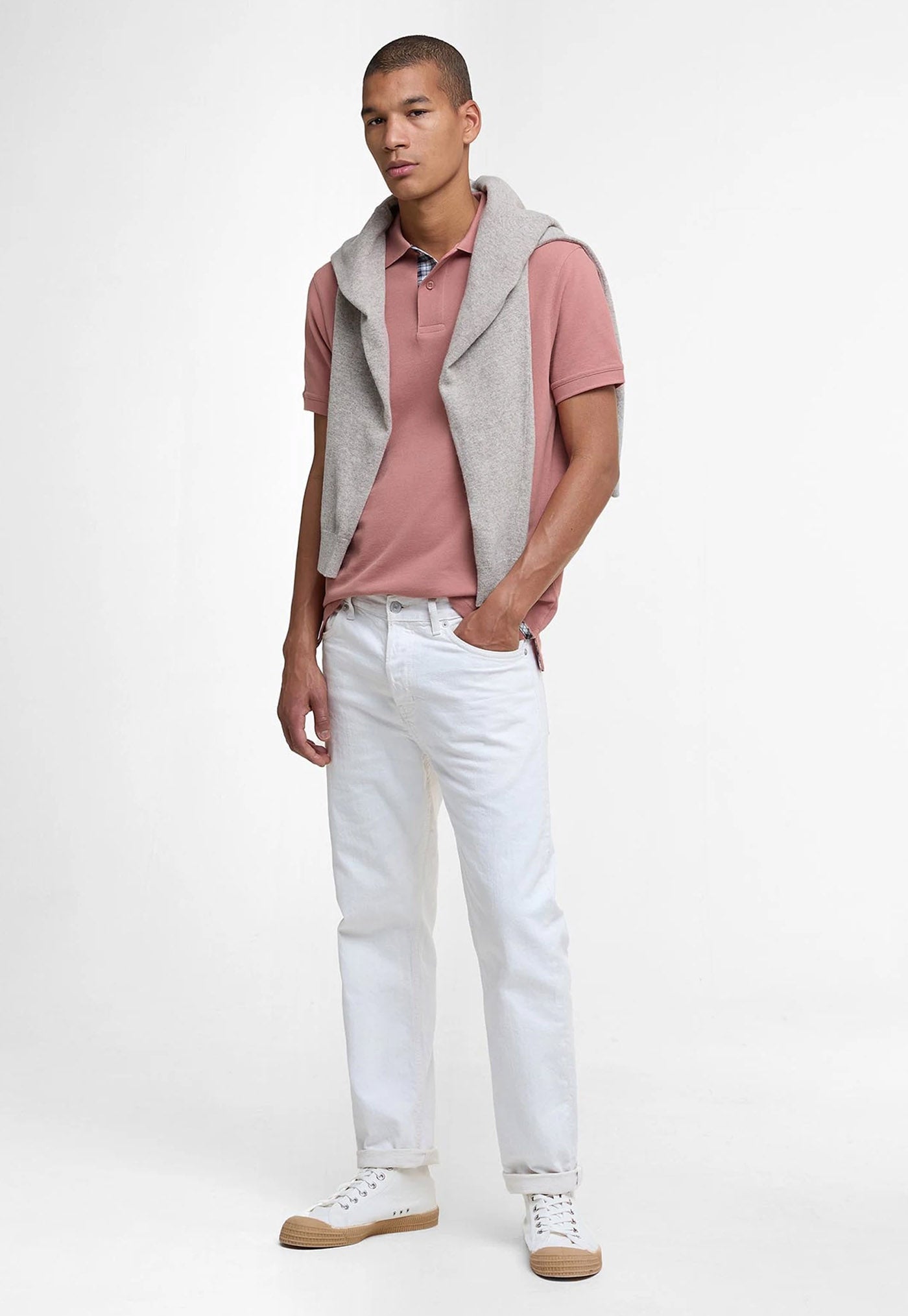 Tartan Pique Polo Shirt - Earth Pink