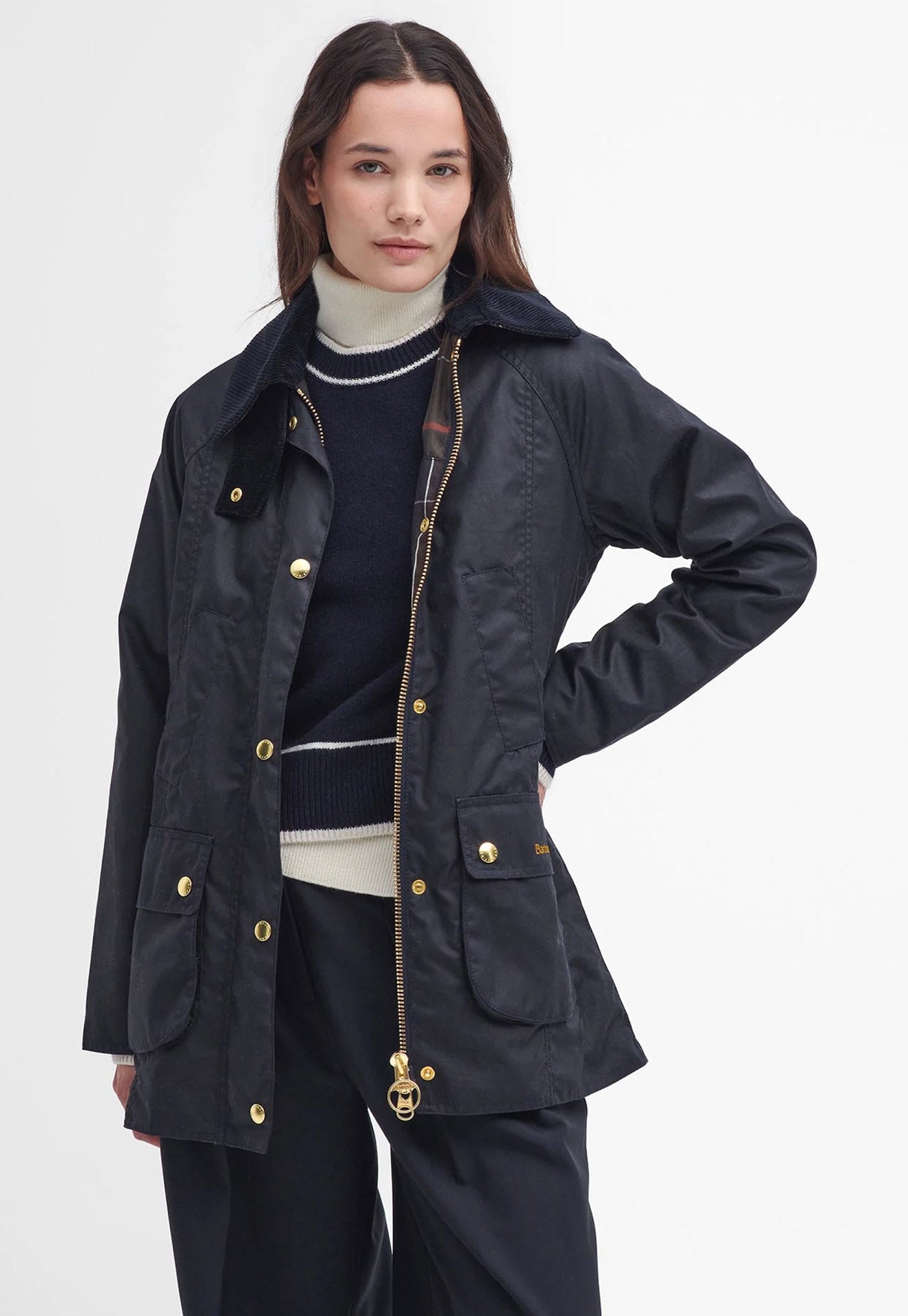 Modern Beadnell Wax Jacket - Navy/Classic