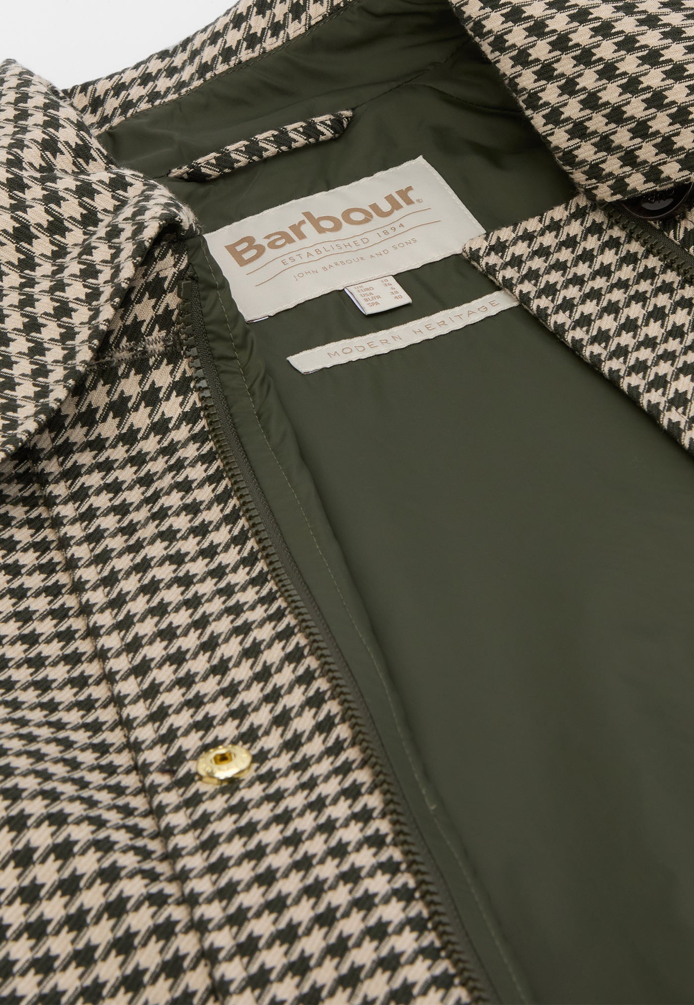 Kennedy Check Showerproof Jacket - Sage Houndstooth/Mist