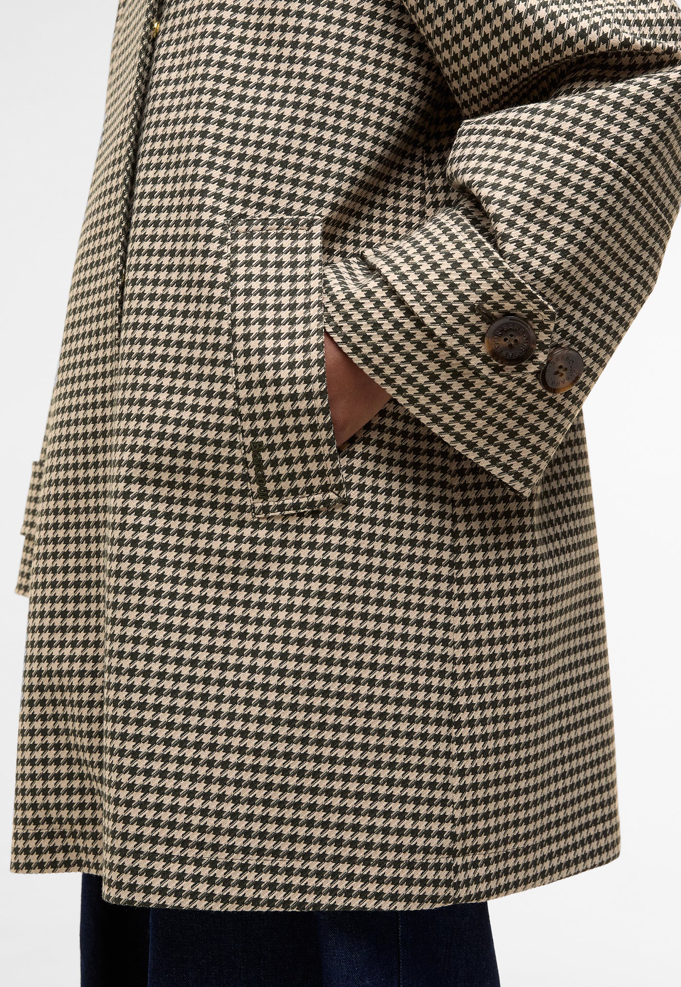 Kennedy Check Showerproof Jacket - Sage Houndstooth/Mist