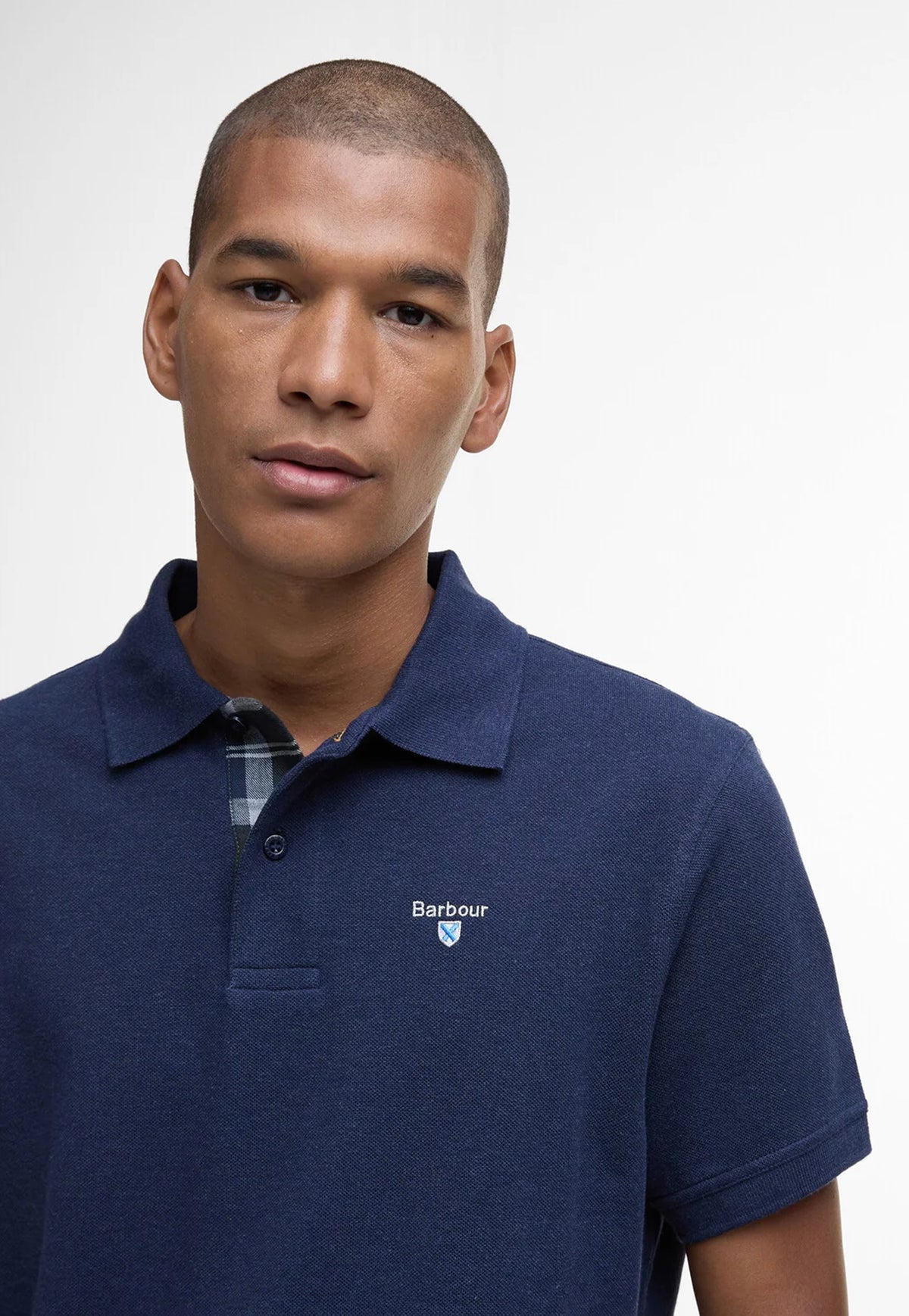 Tartan Pique Polo Shirt- Navy/Classic