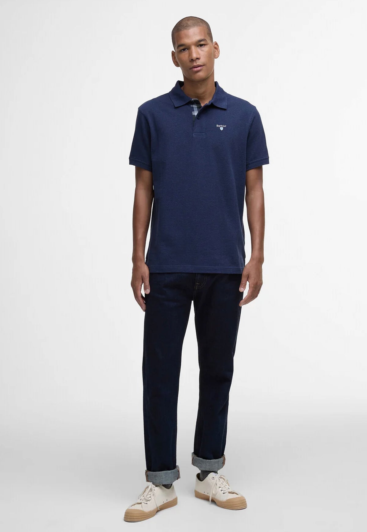 Tartan Pique Polo Shirt- Navy/Classic