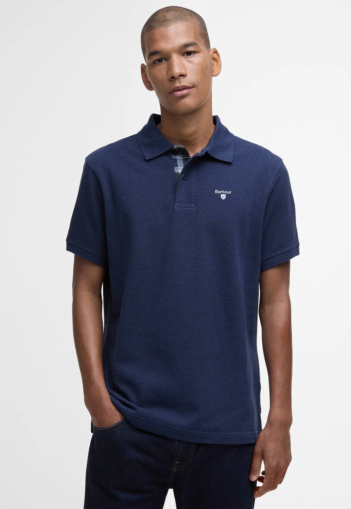 Tartan Pique Polo Shirt- Navy/Classic