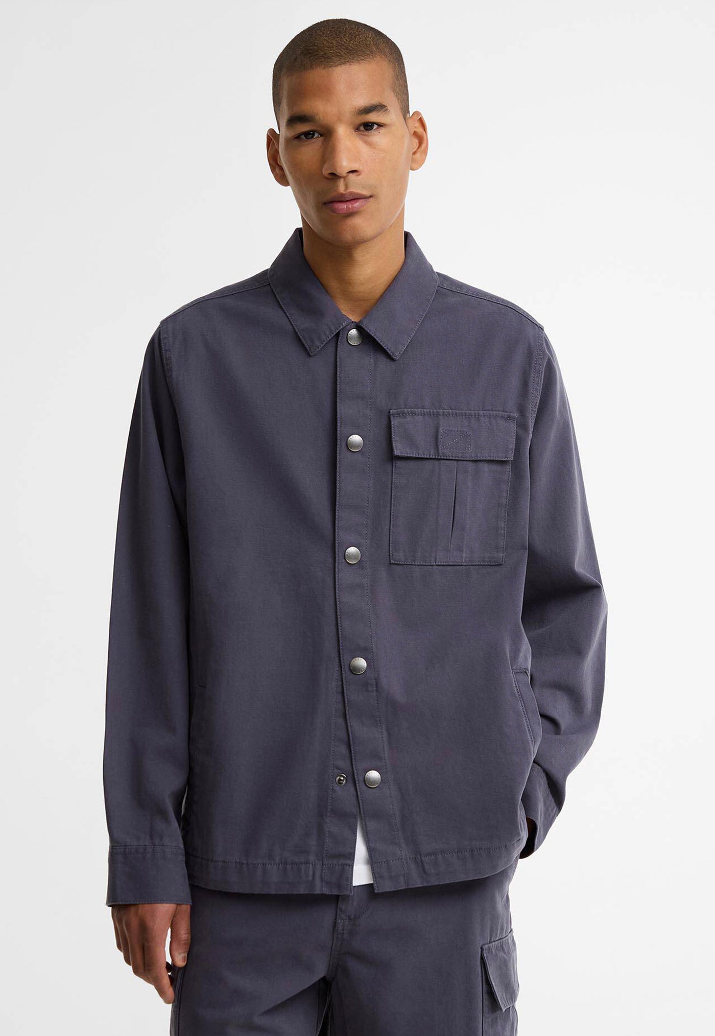 Men's Wetheral Twill Overshirt - Washed Navy