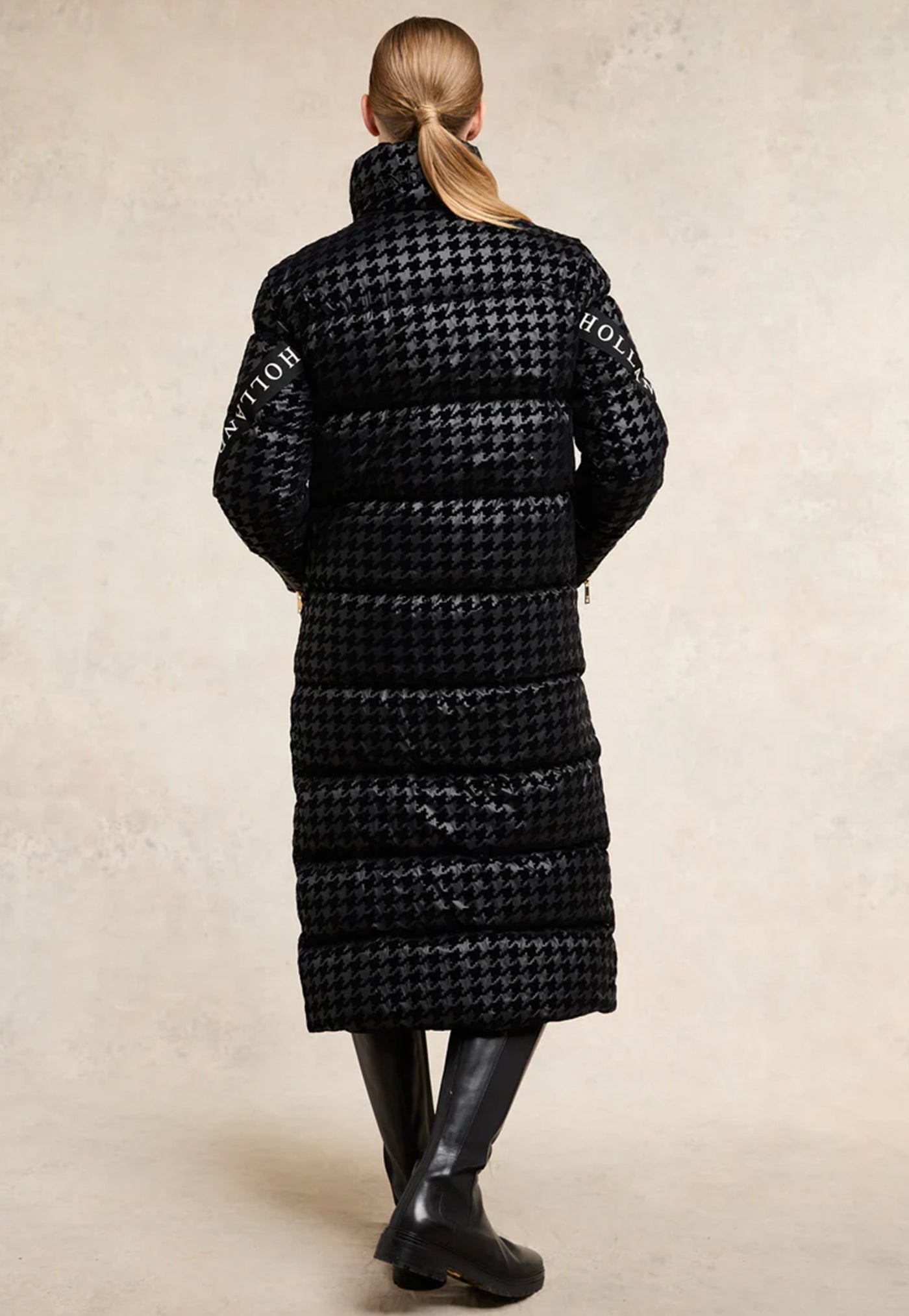 Camden Longline Coat - Mono Houndstooth