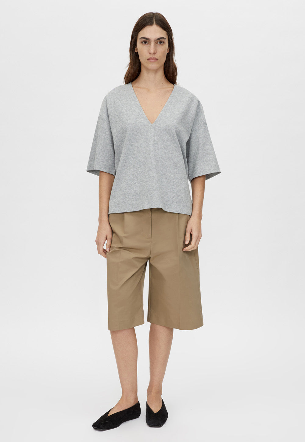 Canova V Neck Tee - Grey Marle