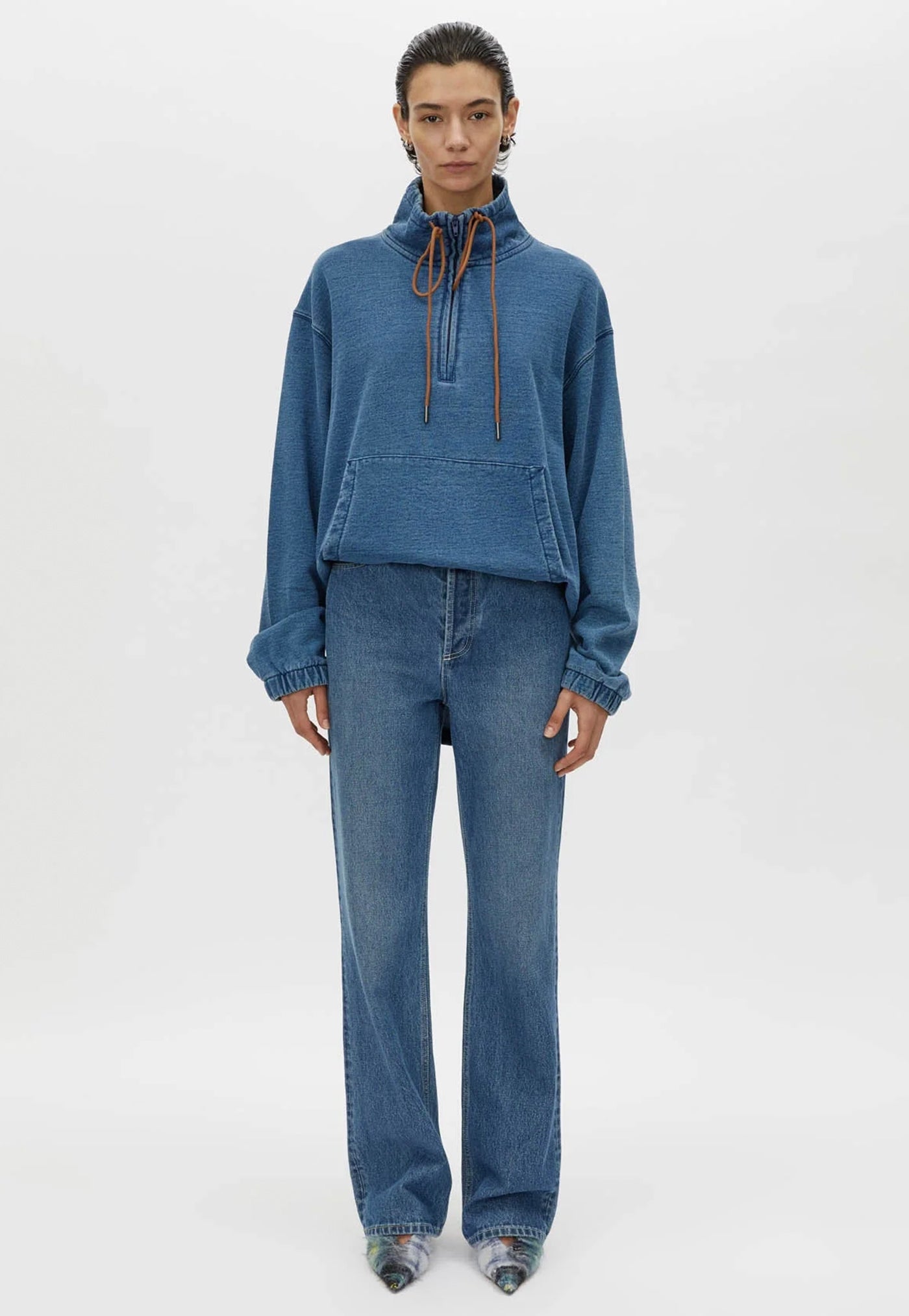 Meena Denim Fleece Pull Over - Classic Blue