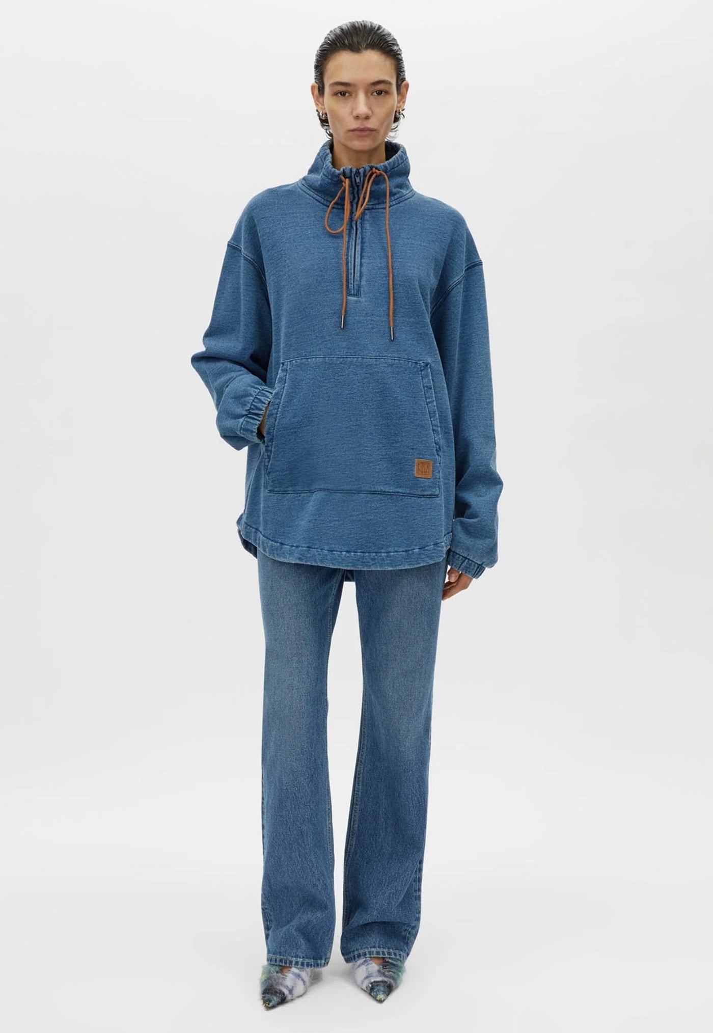 Meena Denim Fleece Pull Over - Classic Blue