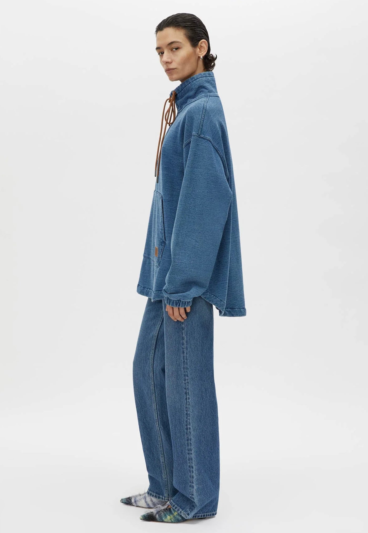 Meena Denim Fleece Pull Over - Classic Blue