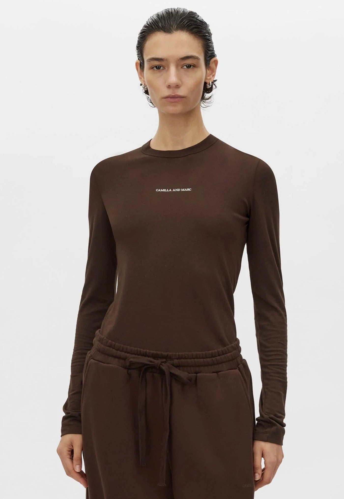 Park Long Sleeve Logo Top - Bitter Chocolate