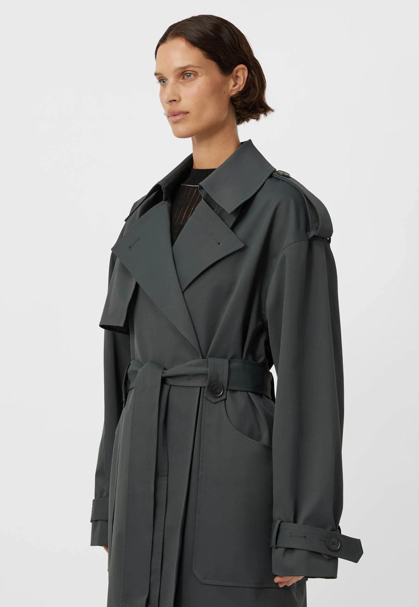 Reyes Trench Coat - Charcoal sold by Angel Divine