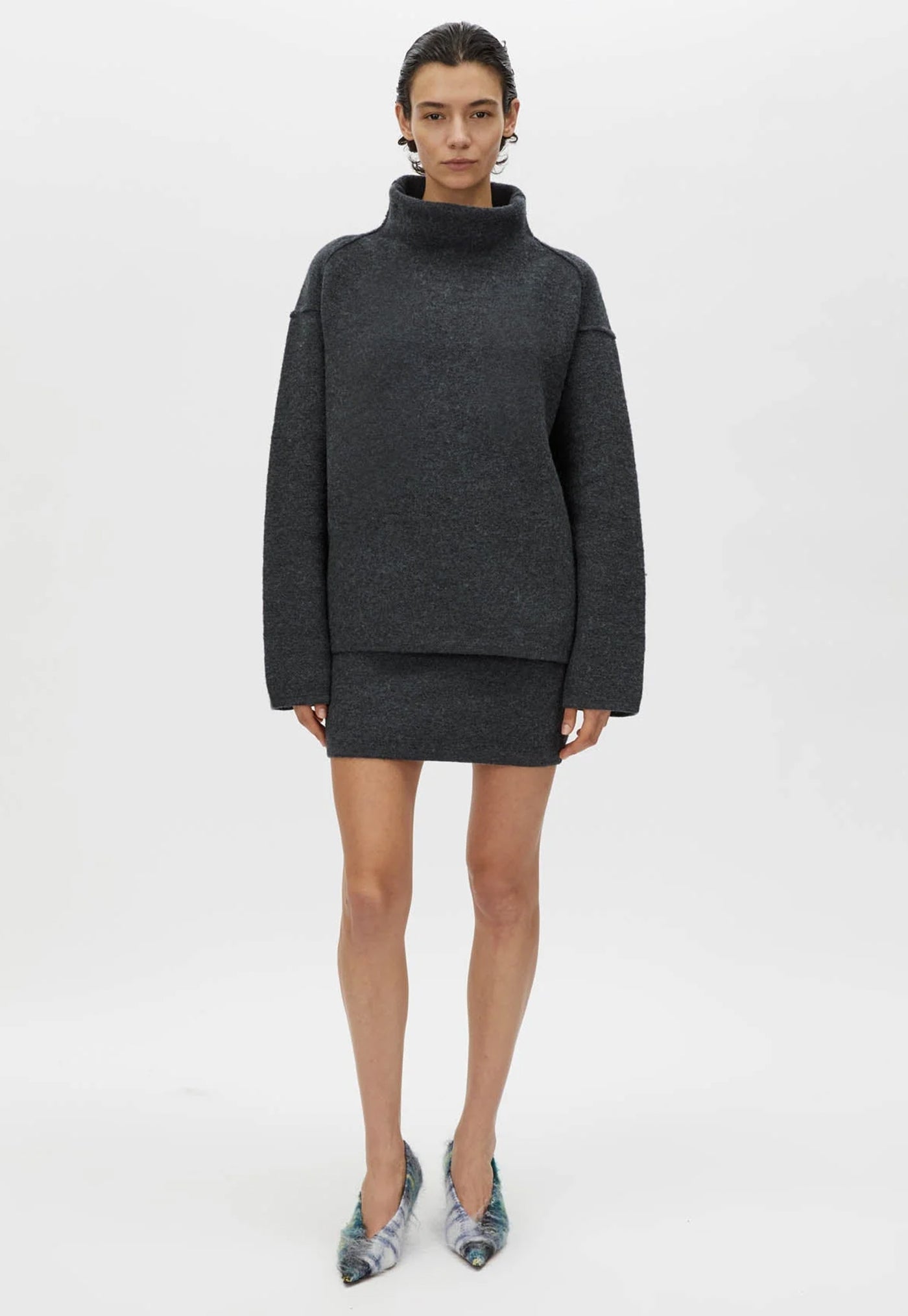 Rohan Knit Funnel Neck Sweater - Charcoal Melange