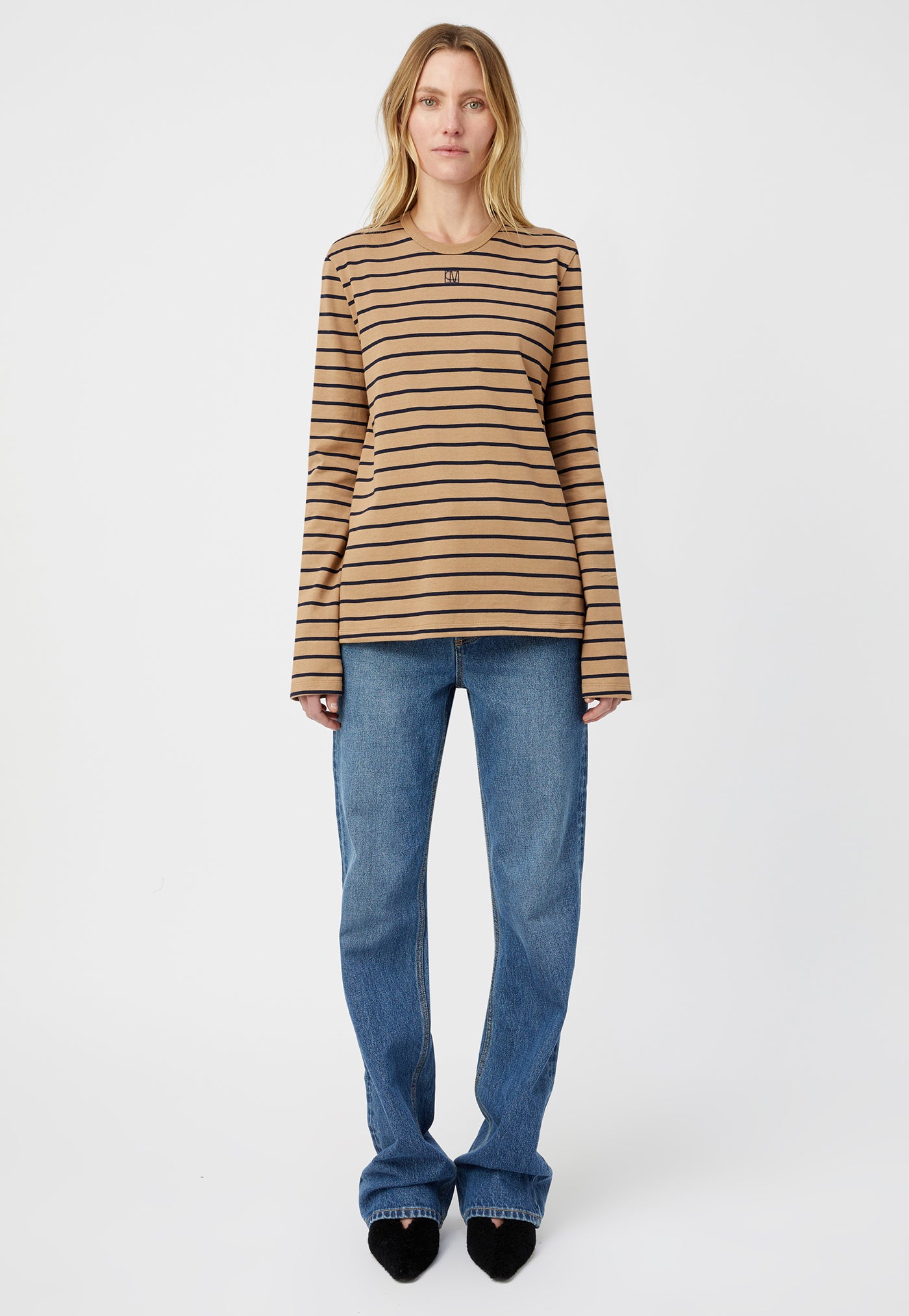 Sora Long Sleeve Top - Tan/Navy