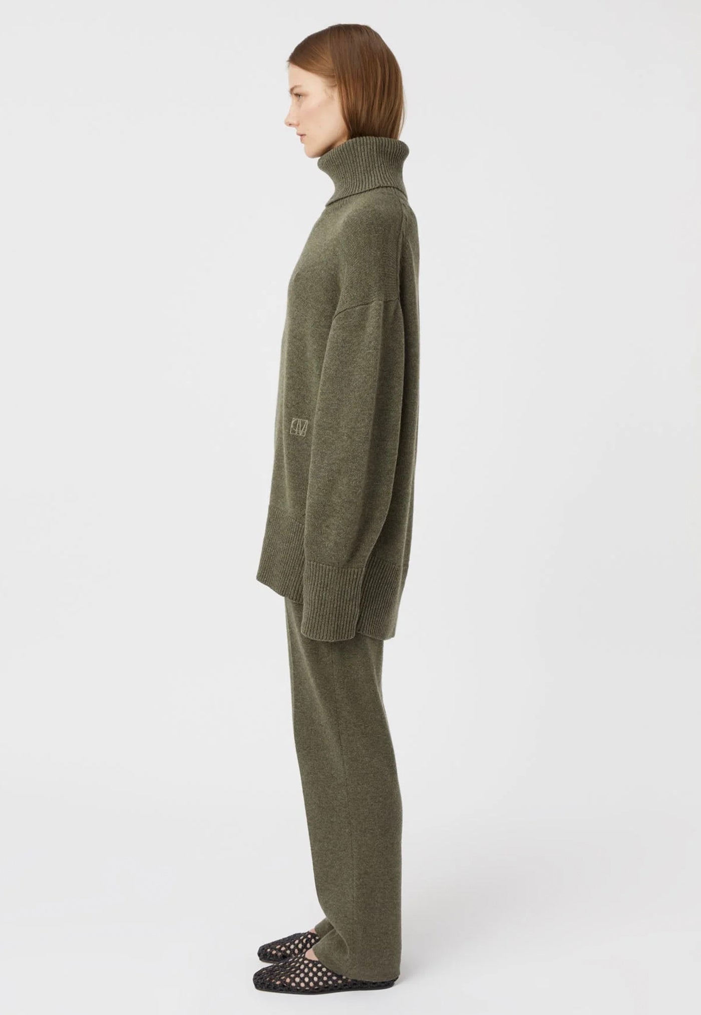 Pascal Cashmere Blend Turtleneck - Army Green