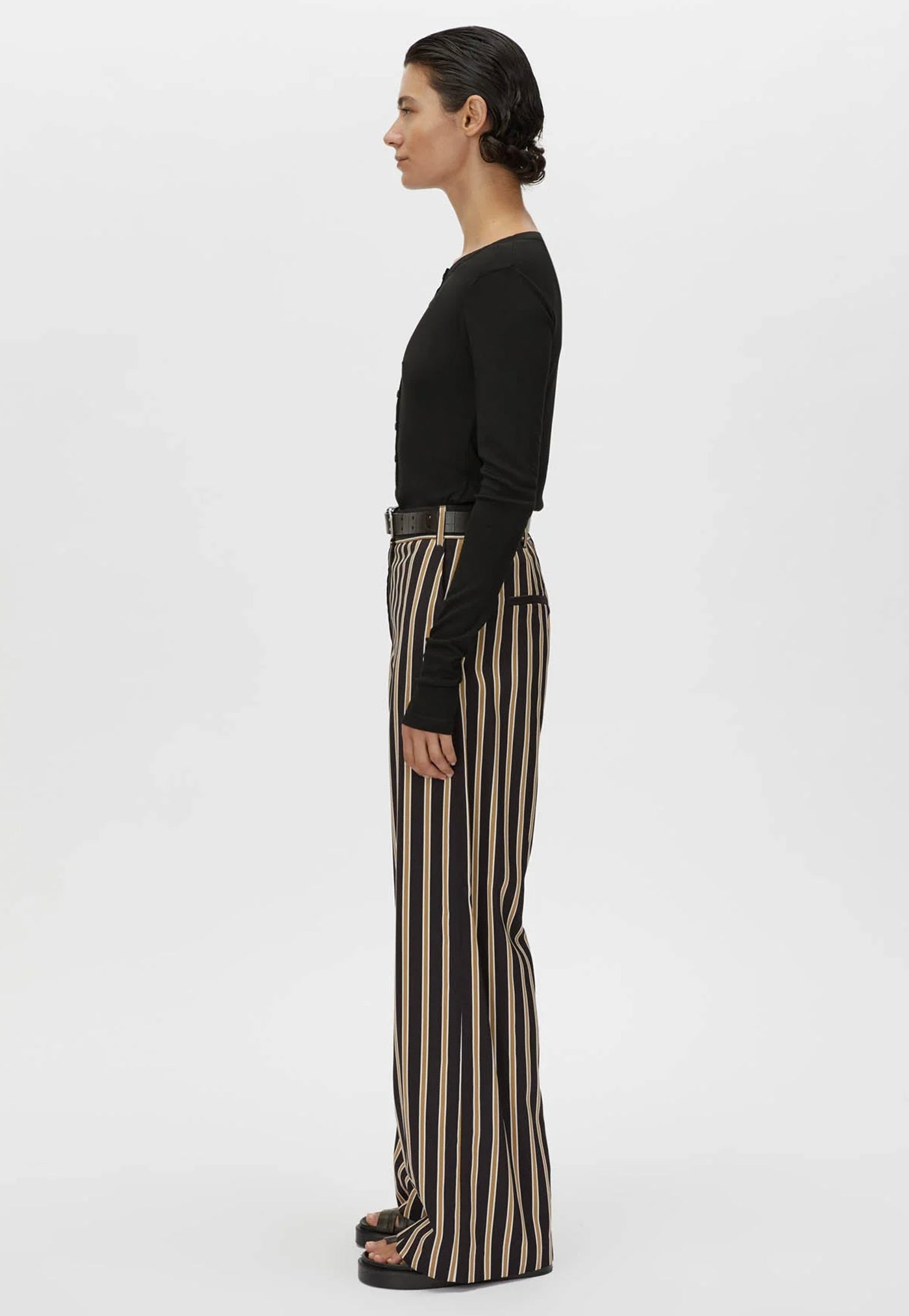Novella Pant - Black/Bronze Stripe