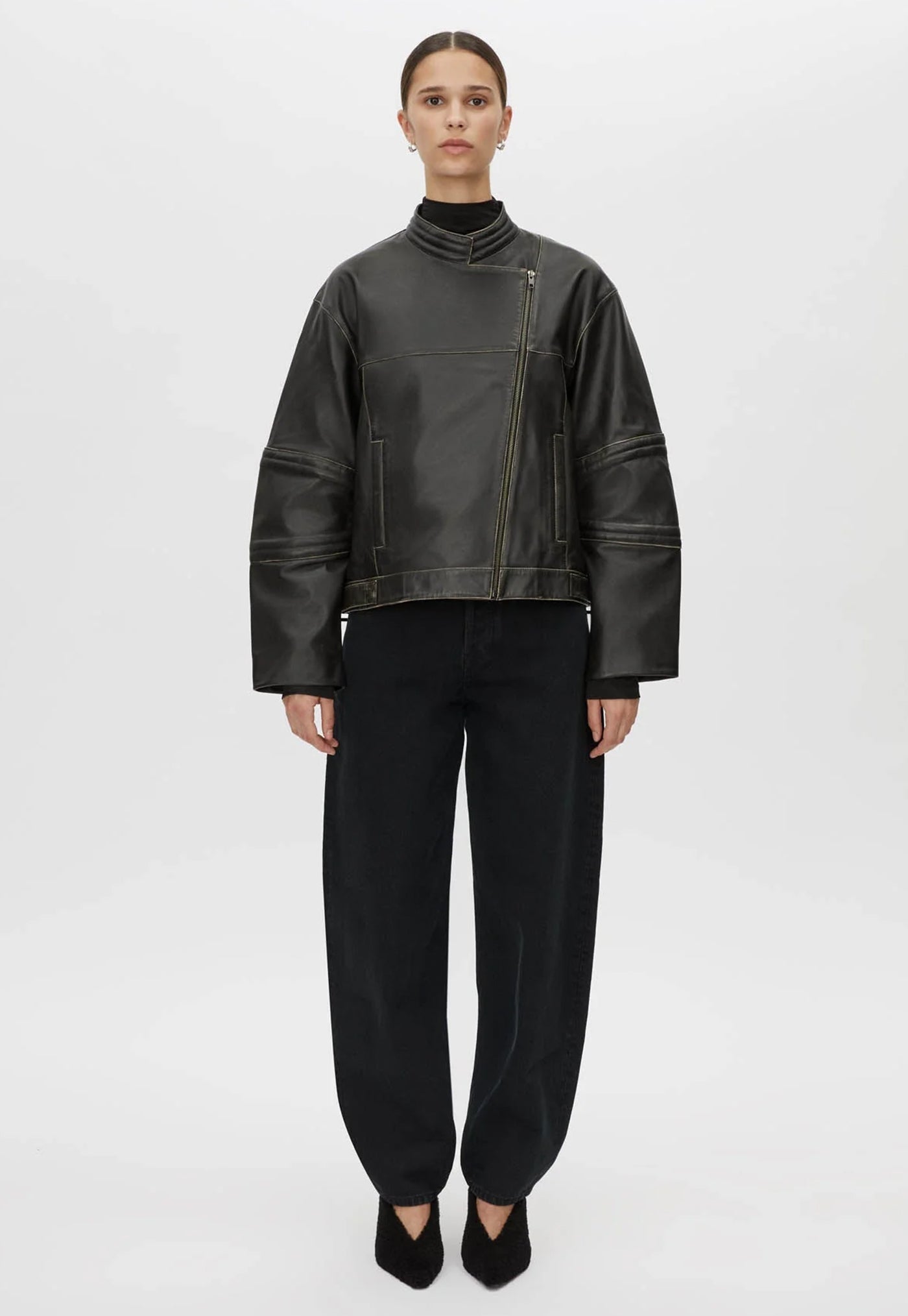 Vertex Leather Jacket - Black