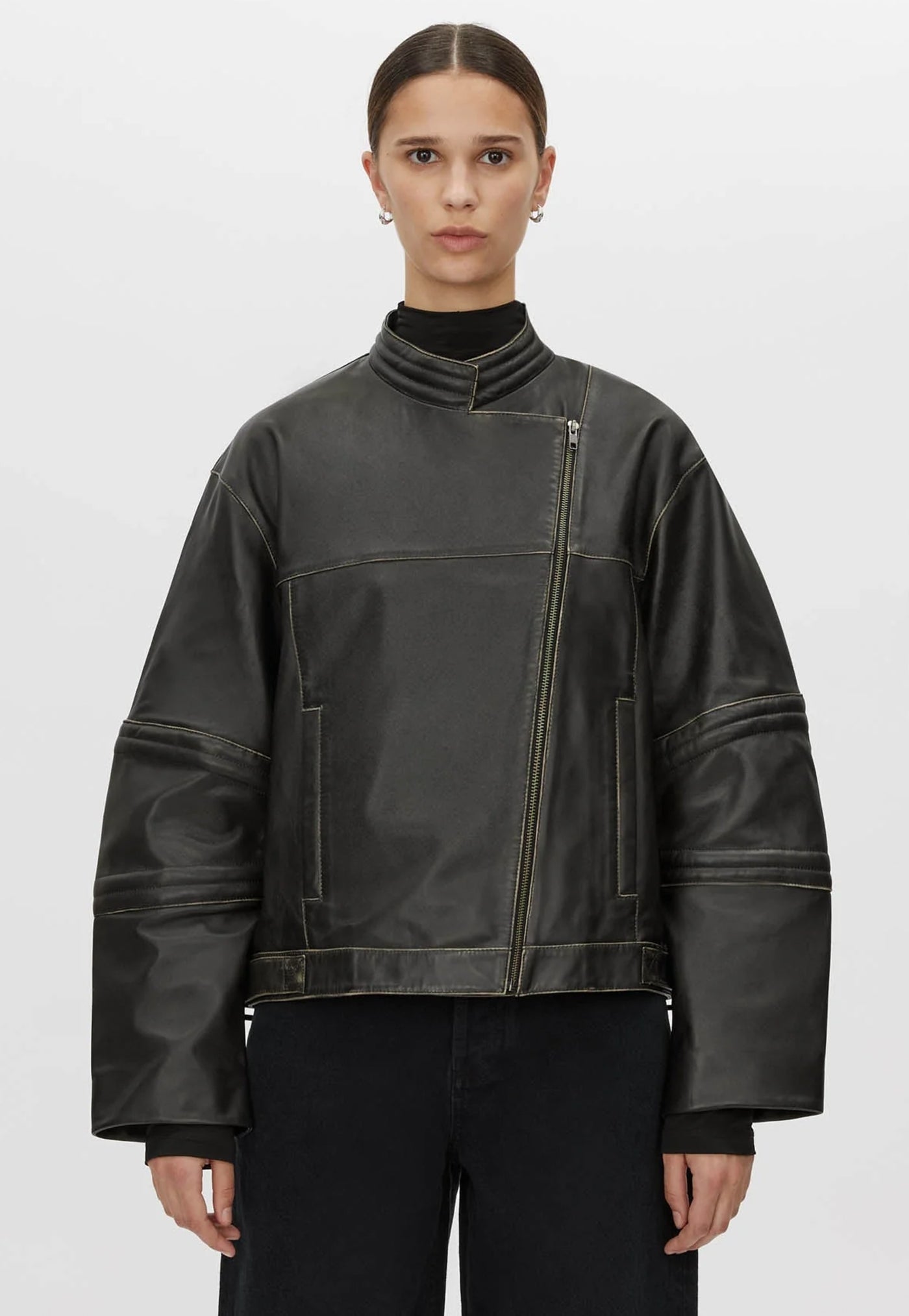 Vertex Leather Jacket - Black