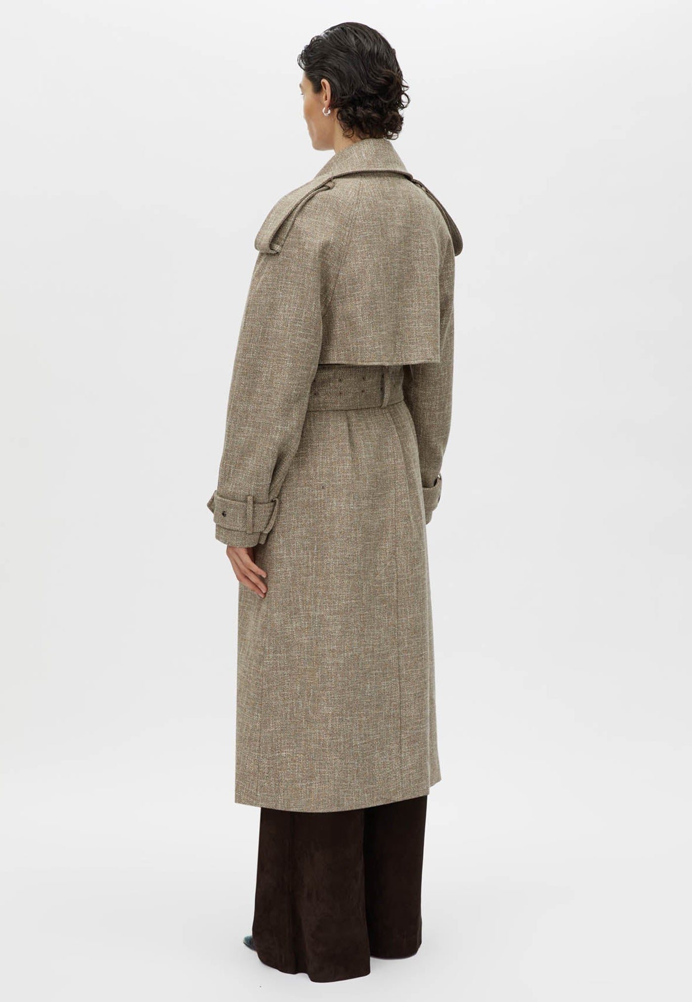 Palazzo Trench Coat - Mottle Brown