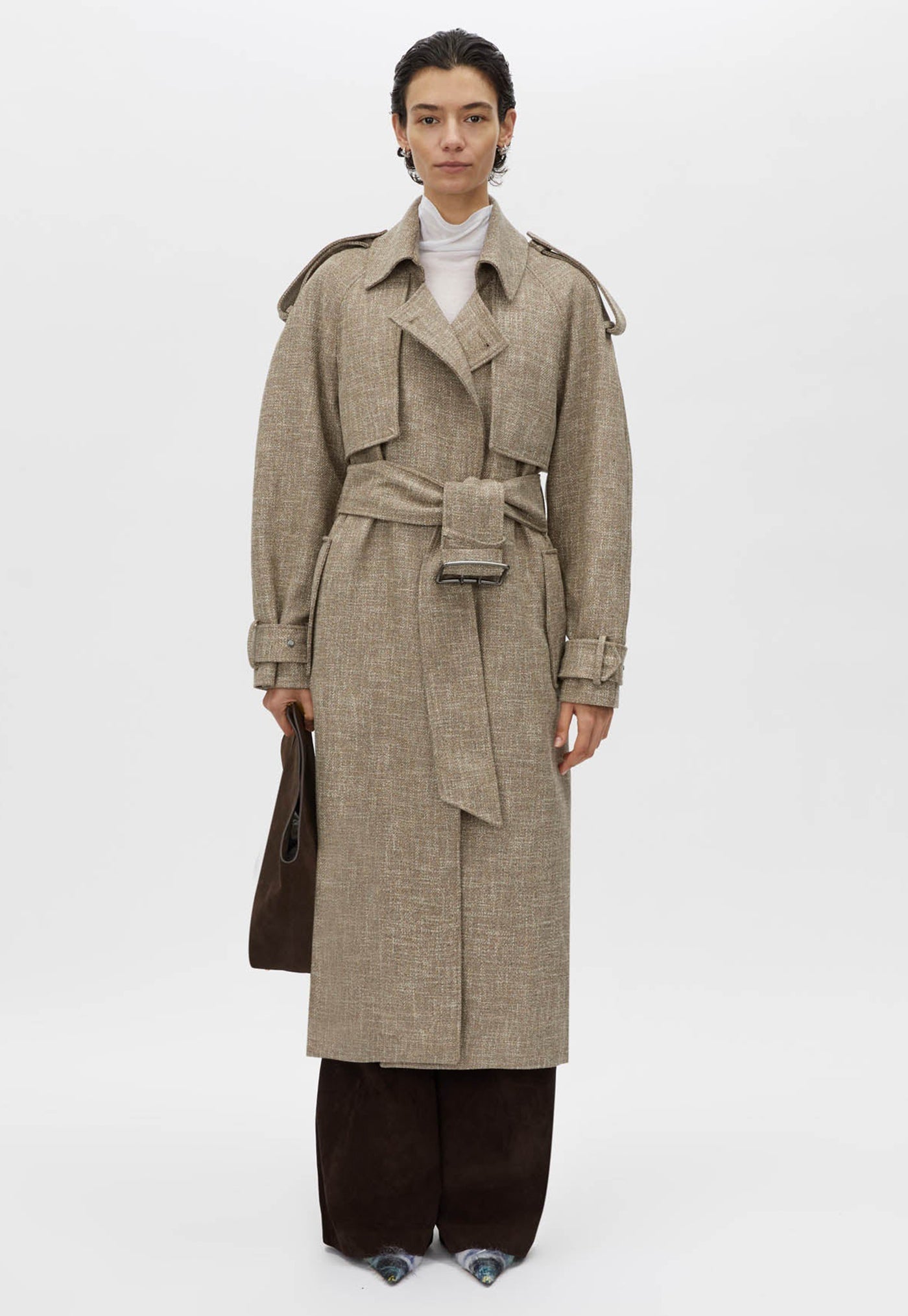 Palazzo Trench Coat - Mottle Brown