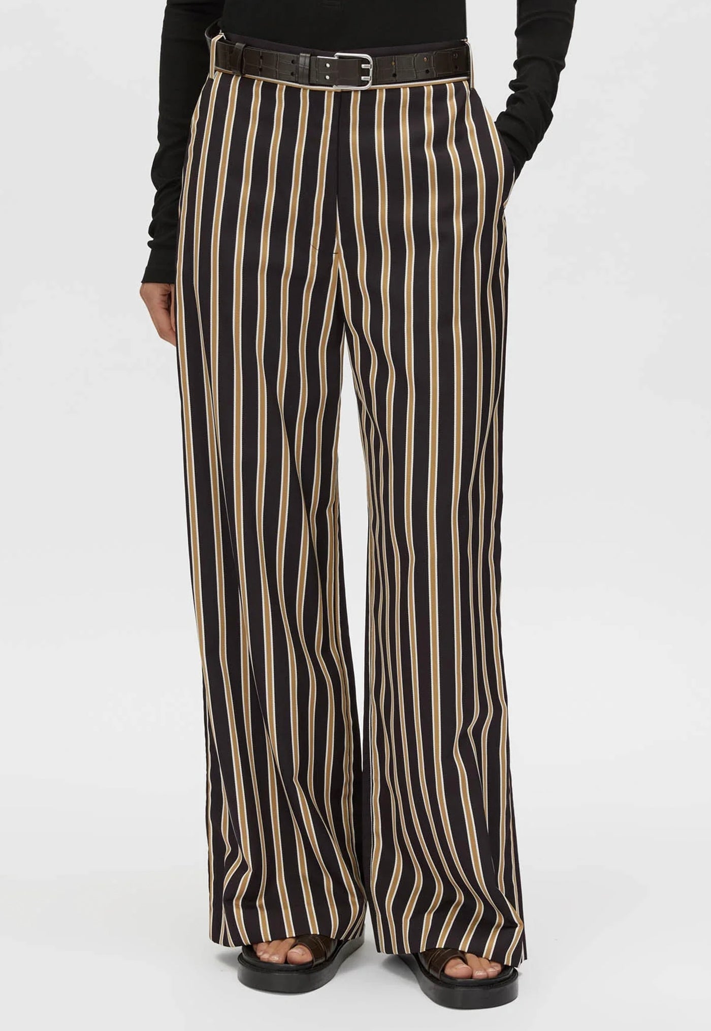 Novella Pant - Black/Bronze Stripe