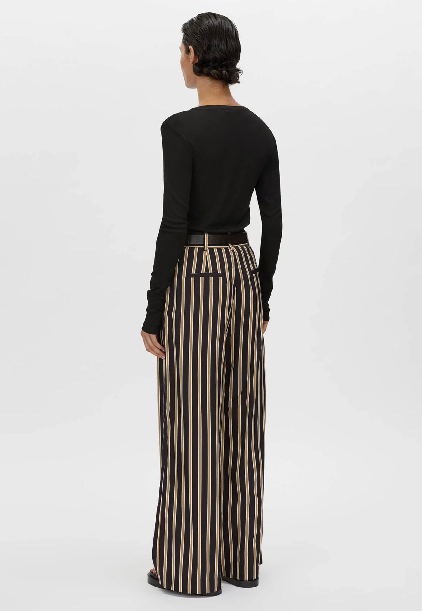 Novella Pant - Black/Bronze Stripe